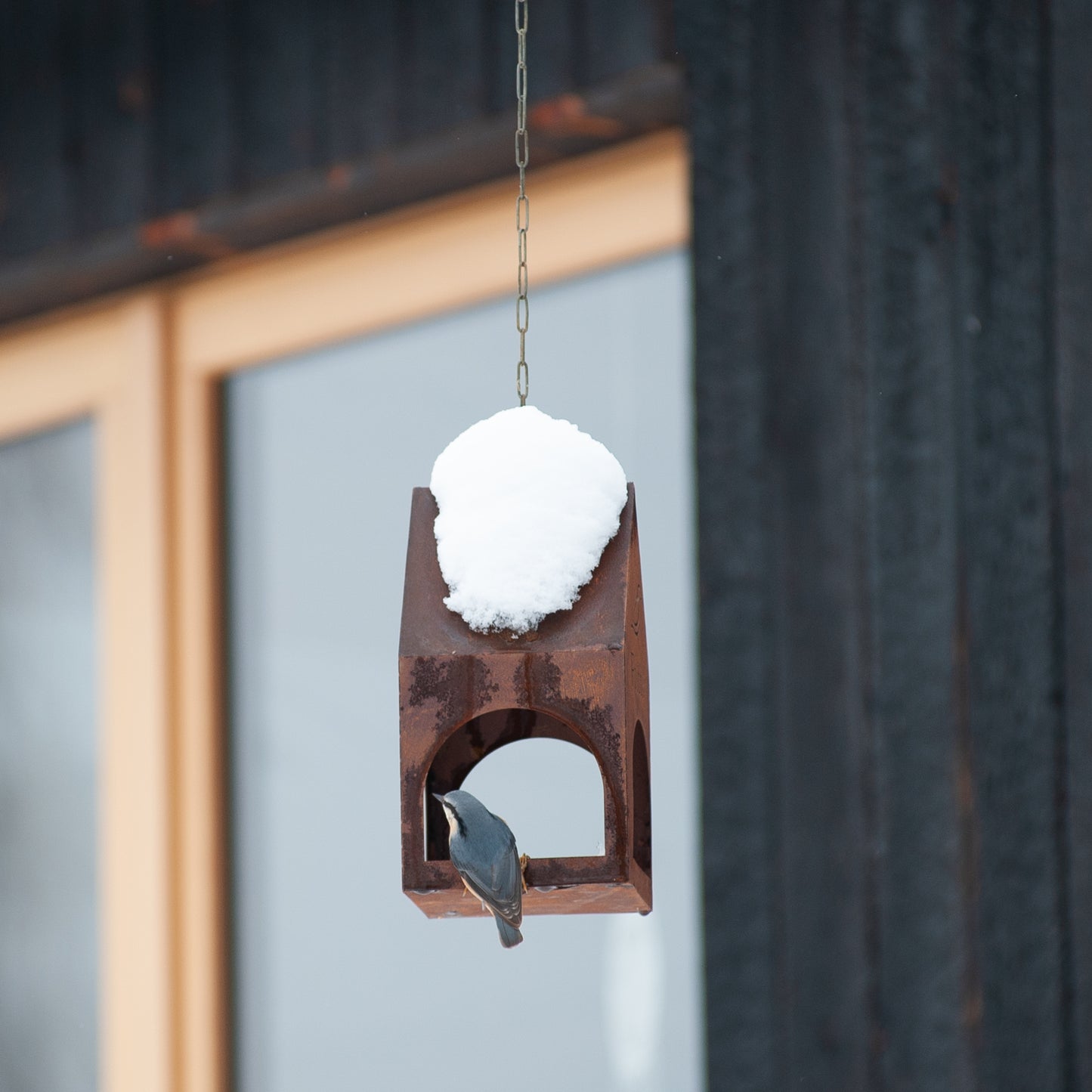 Handmade Rustic Steel Bird Feeder - Natural Rust Finish, Garden Decor