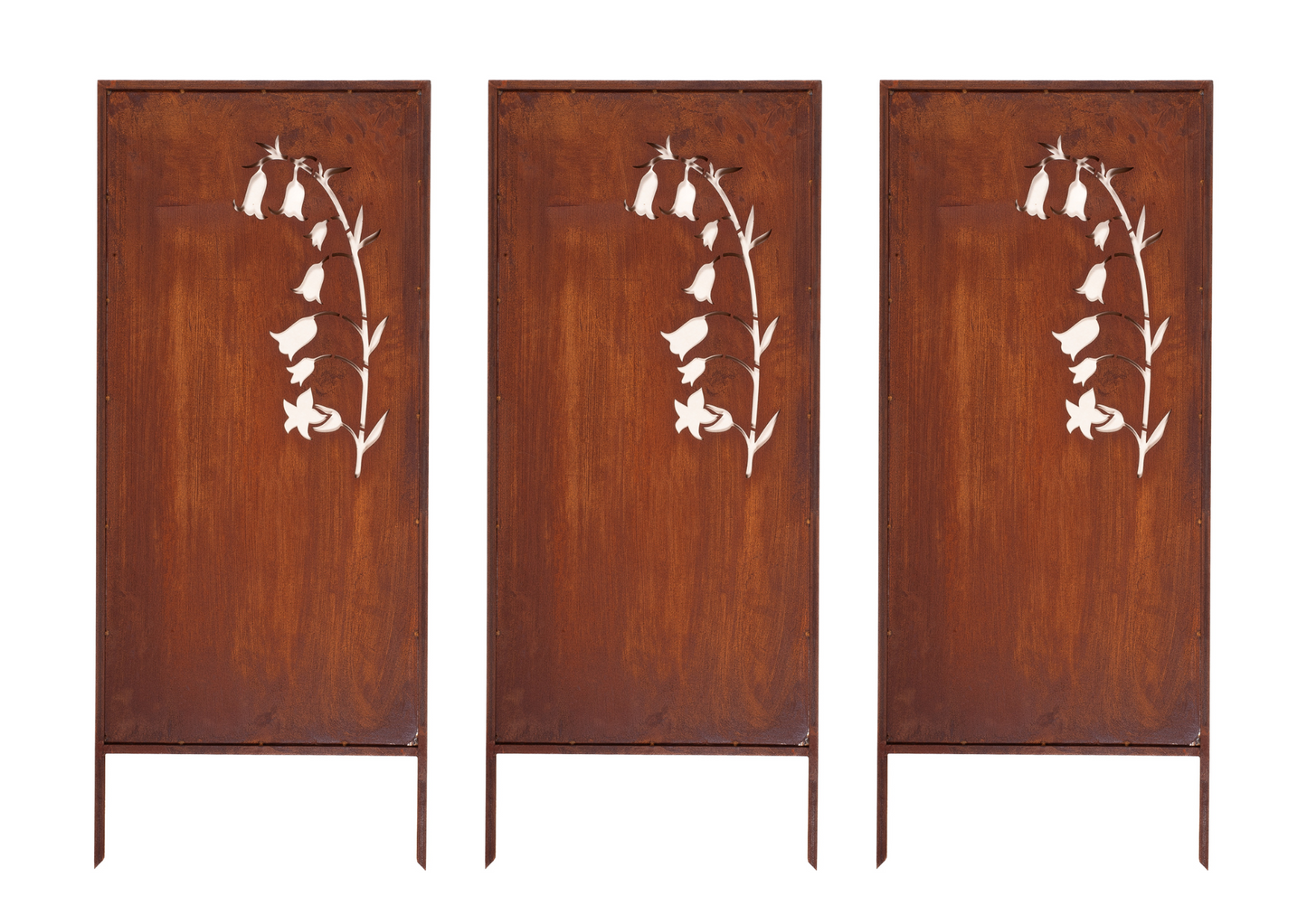 Rustic Metal Garden Screen – Corten Effect Steel Privacy Panel Lily of The Valley