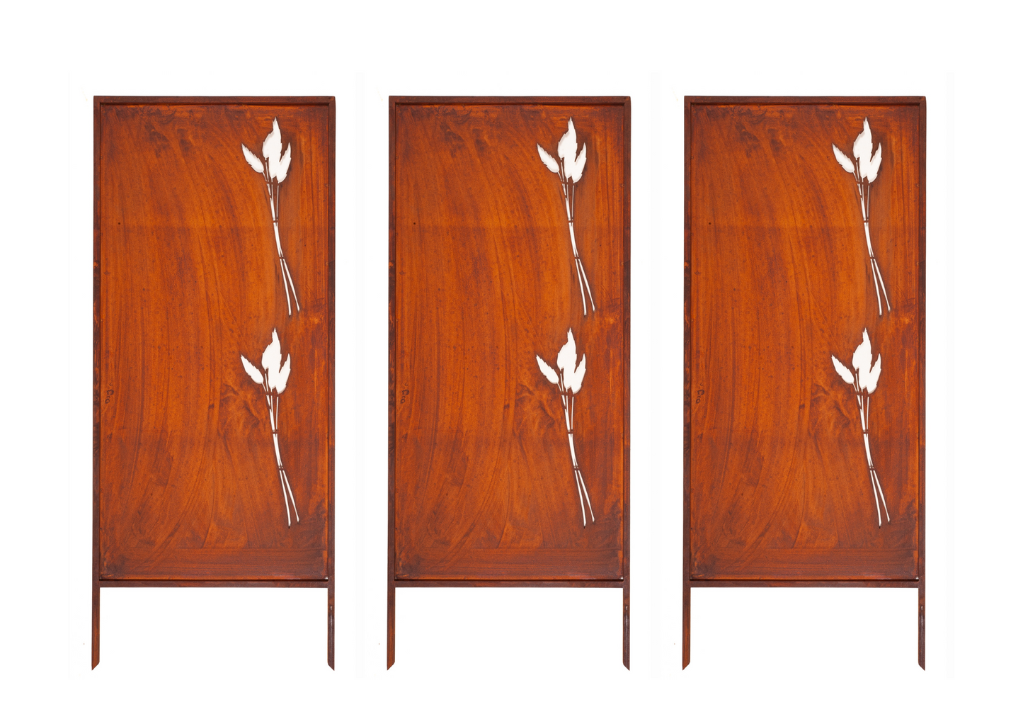 Rustic Metal Garden Screen – Corten Effect Steel Privacy Panel Blades of Grass