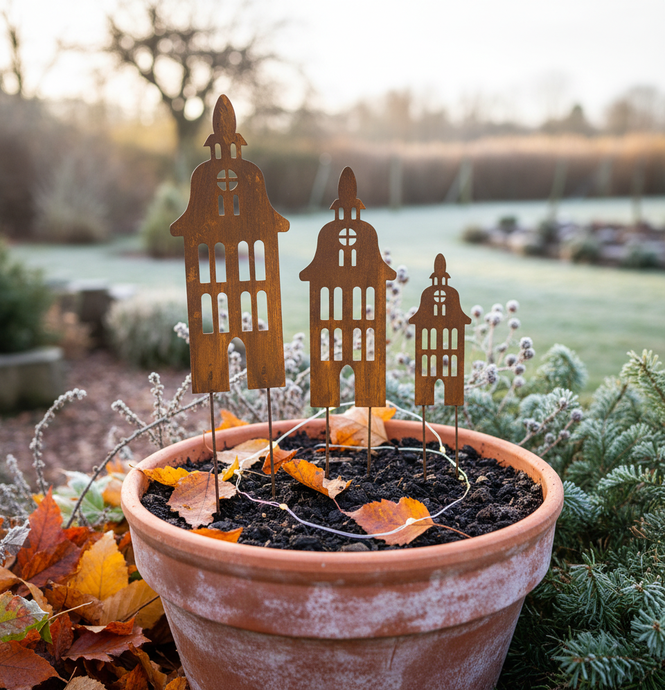 Rustic Metal House Garden Decor – Rusty Steel Bell Tower