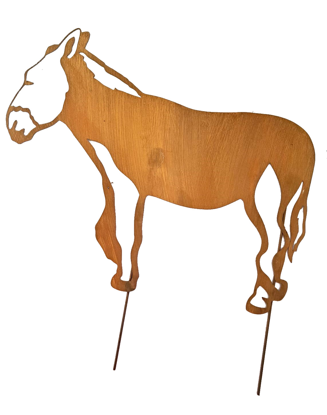 Rustic Metal Donkey Garden Stake – Weathered Steel Farmhouse Decor