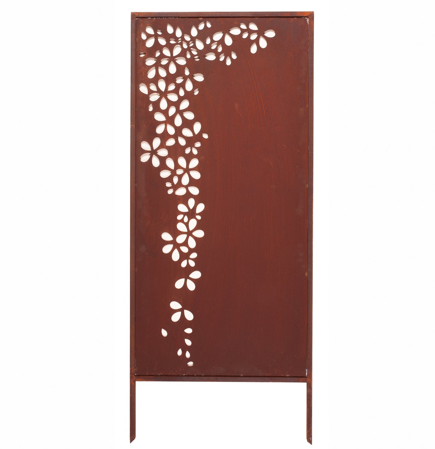 Rustic Metal Garden Screen – Effect Corten Steel Privacy Panel with Flower Garland Cutouts