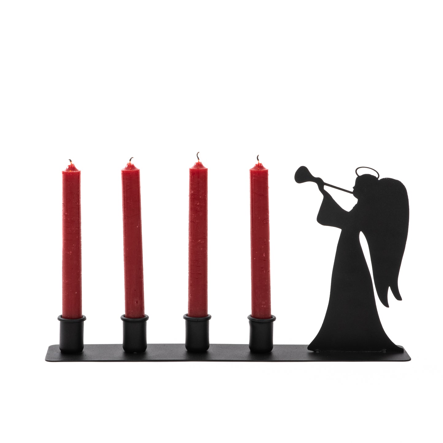 Advent Candle Holder 50 cm – Black Metal Angel Decoration for 4 Candles