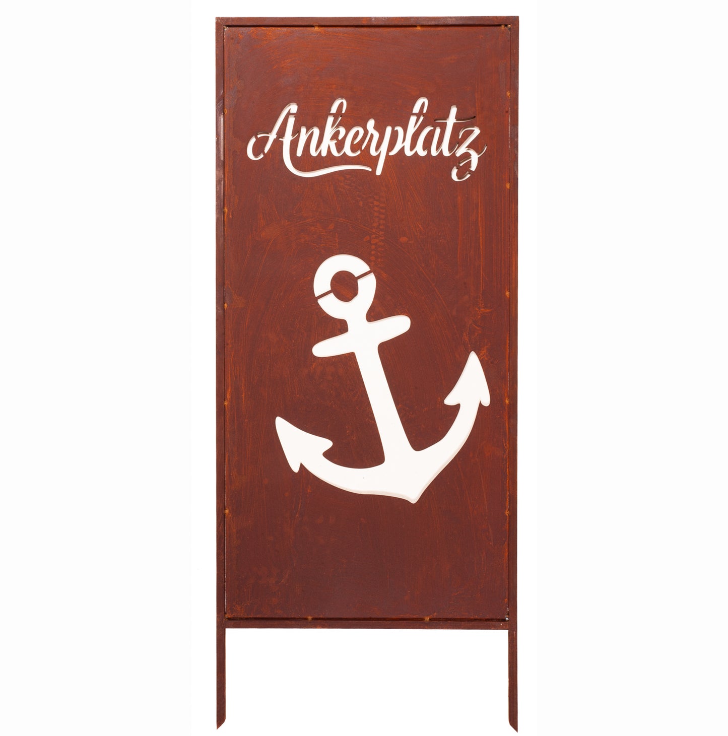 Rustic Metal Garden Screen – Corten Effect Steel Privacy Panel with Anchor