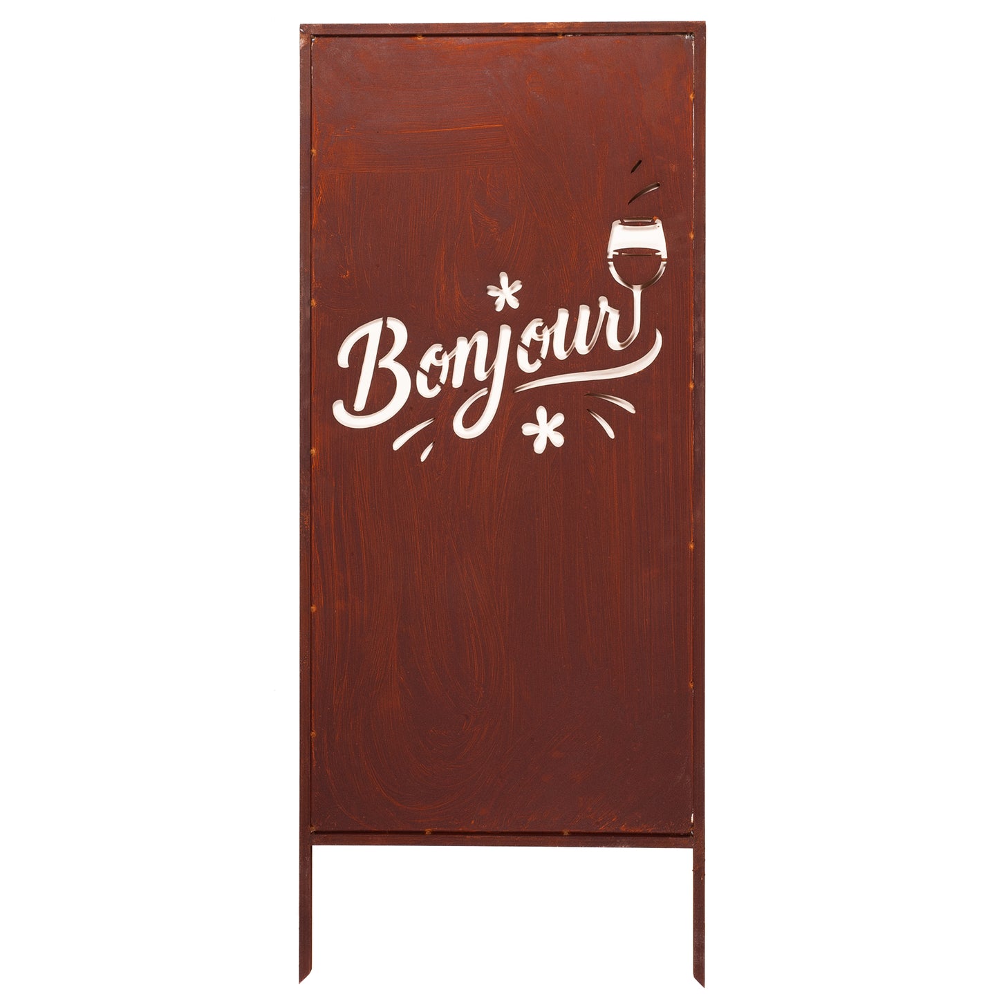 Rustic Metal Garden Screen – Corten Effect Steel Privacy Panel "Bonjour"