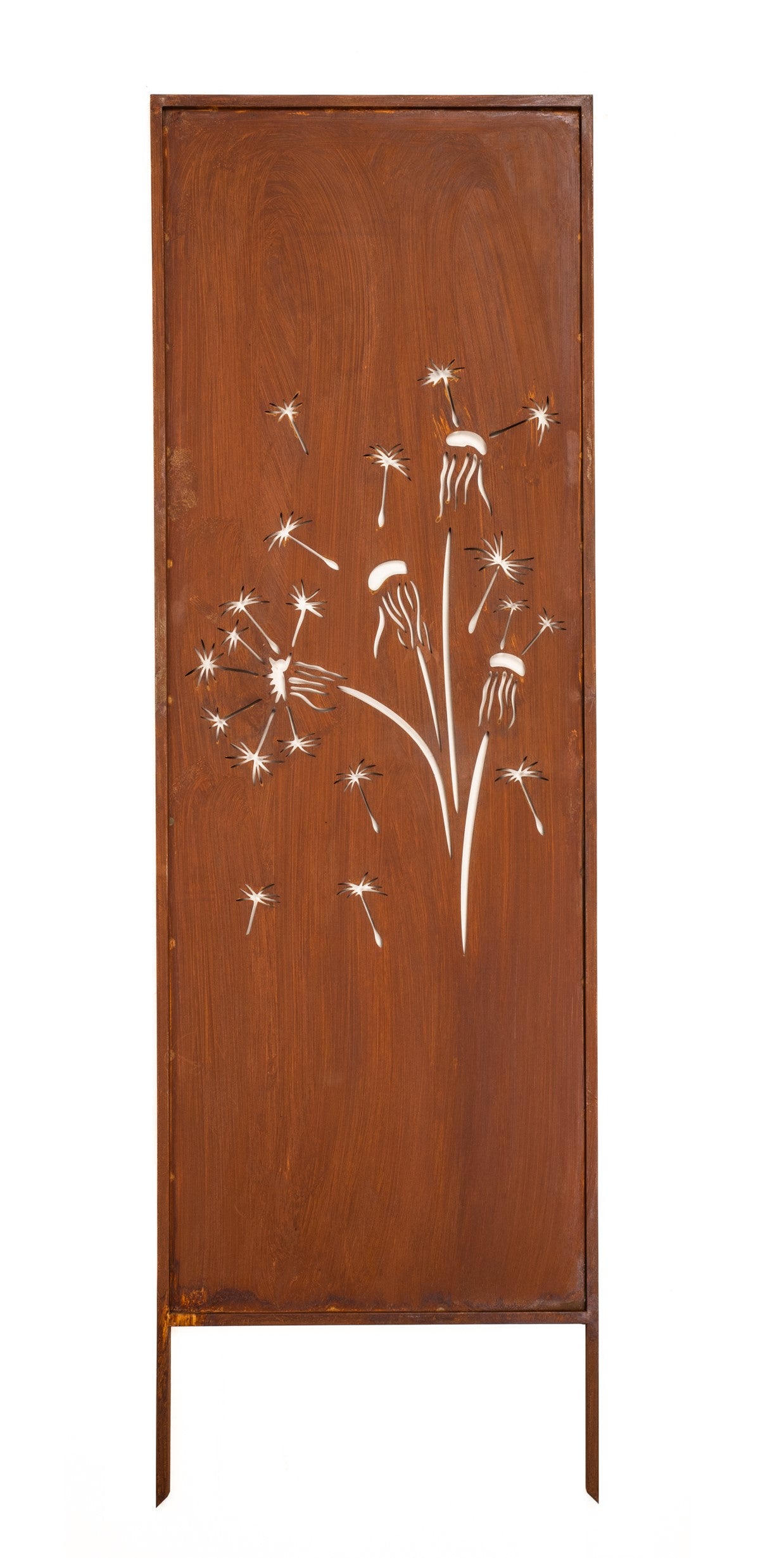 Rusty Steel Dandelion Garden Screen – Decorative Metal Privacy Panel for Outdoor & Patio Corten Effect
