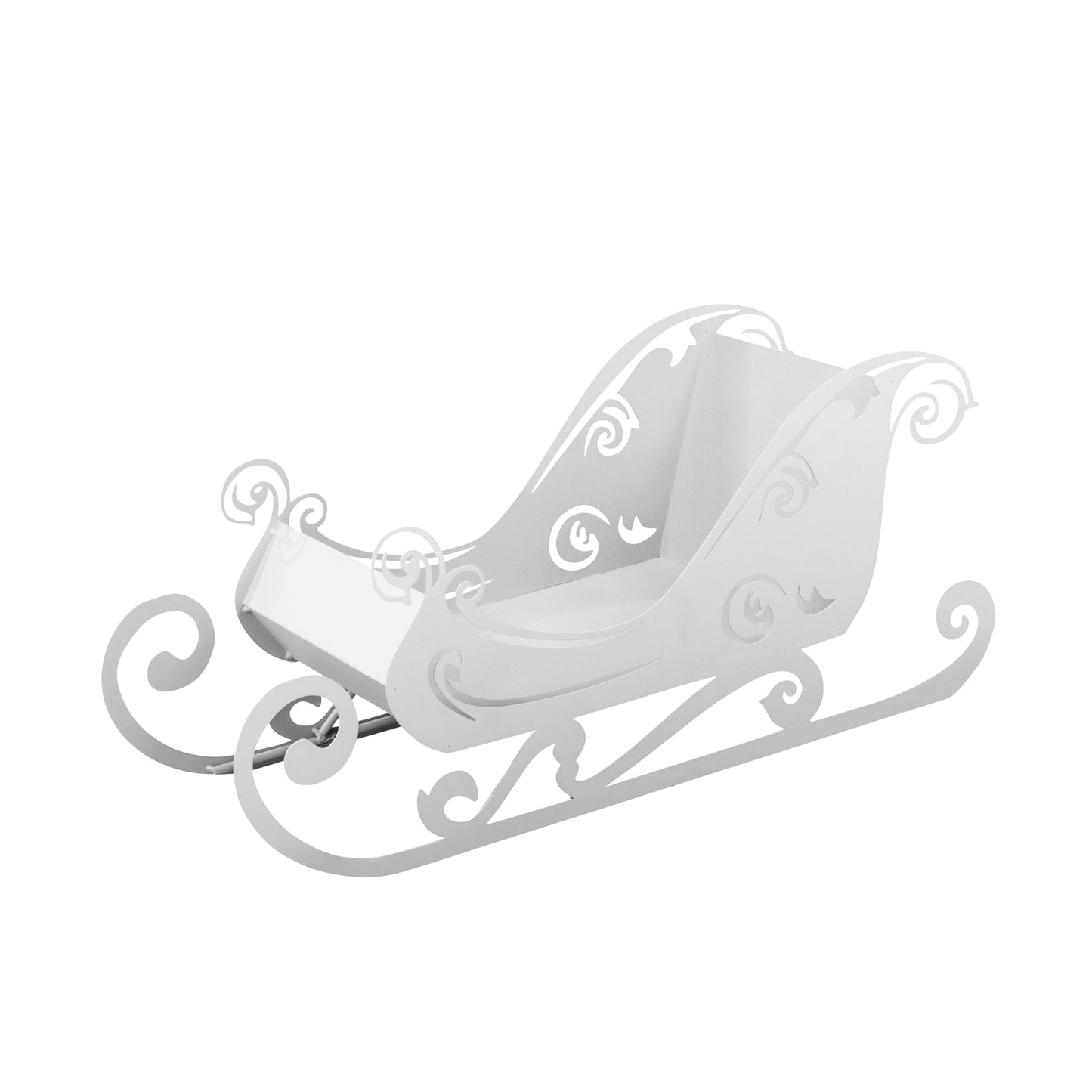 Elegant Decorative Christmas Sleigh – Festive Centerpiece for Holiday Decor, White, Natural Rust,
