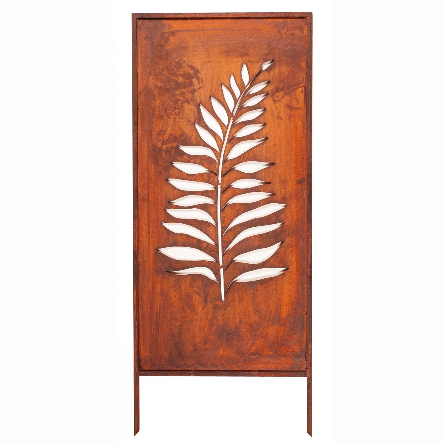 Rustic Metal Garden Screen – Corten Effect Steel Privacy Panel Fern