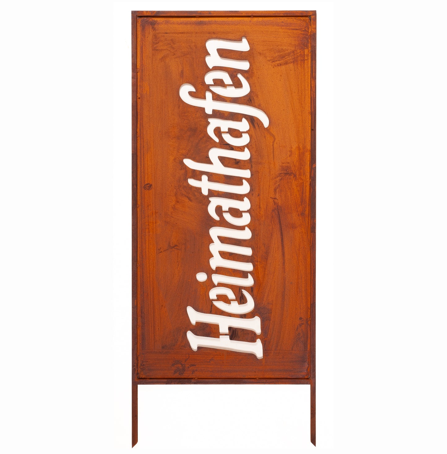 Rustic Metal Garden Screen – Corten Effect Steel Privacy Panel "Heimathafen"
