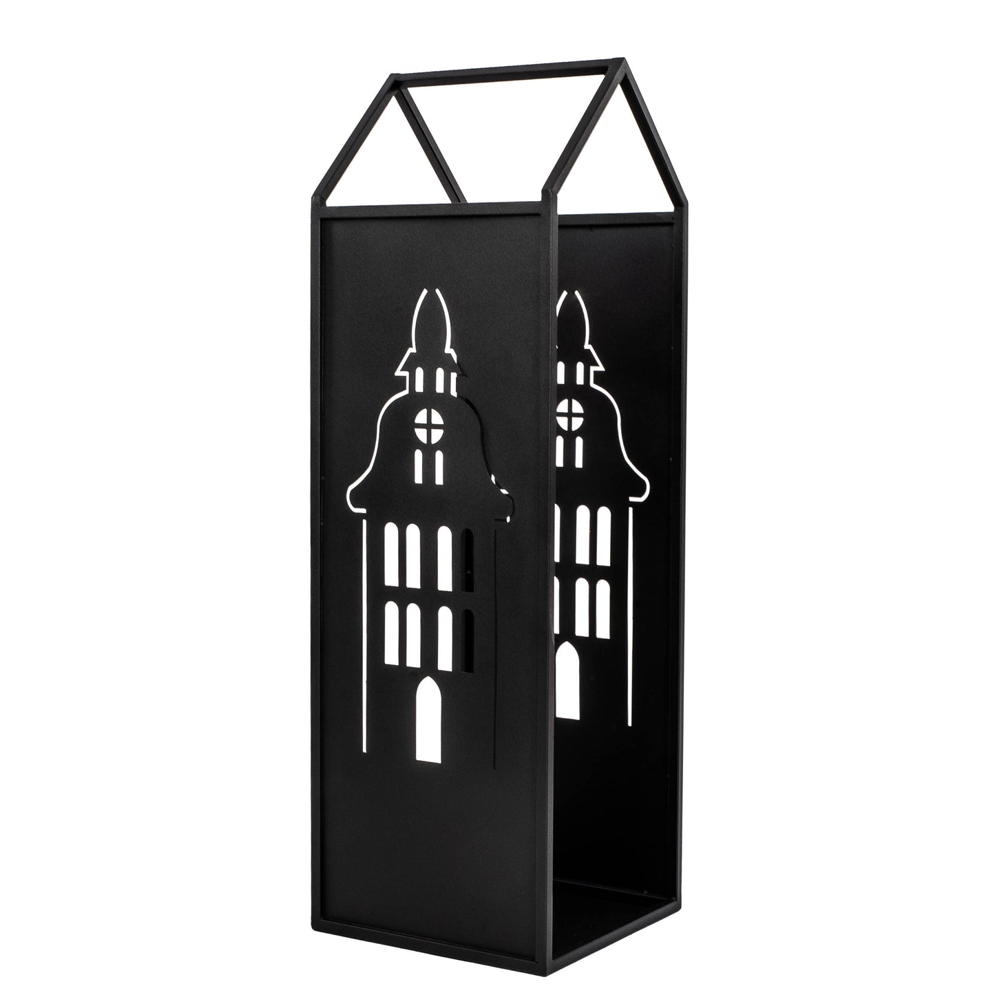Black Metal Firewood Rack with Handle, Freestanding Log Holder BELFRY