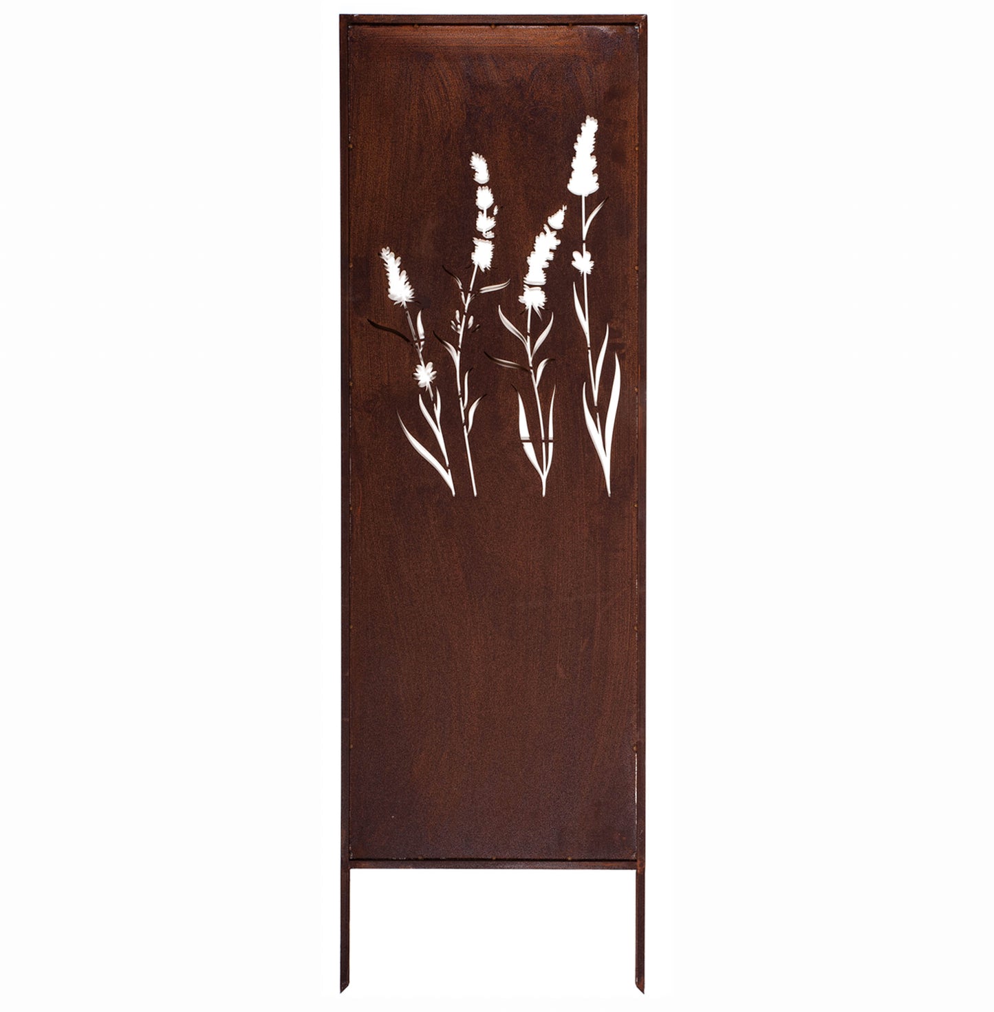 Rustic Metal Garden Screen – Corten Effect Steel Privacy Panel with Four Grasses