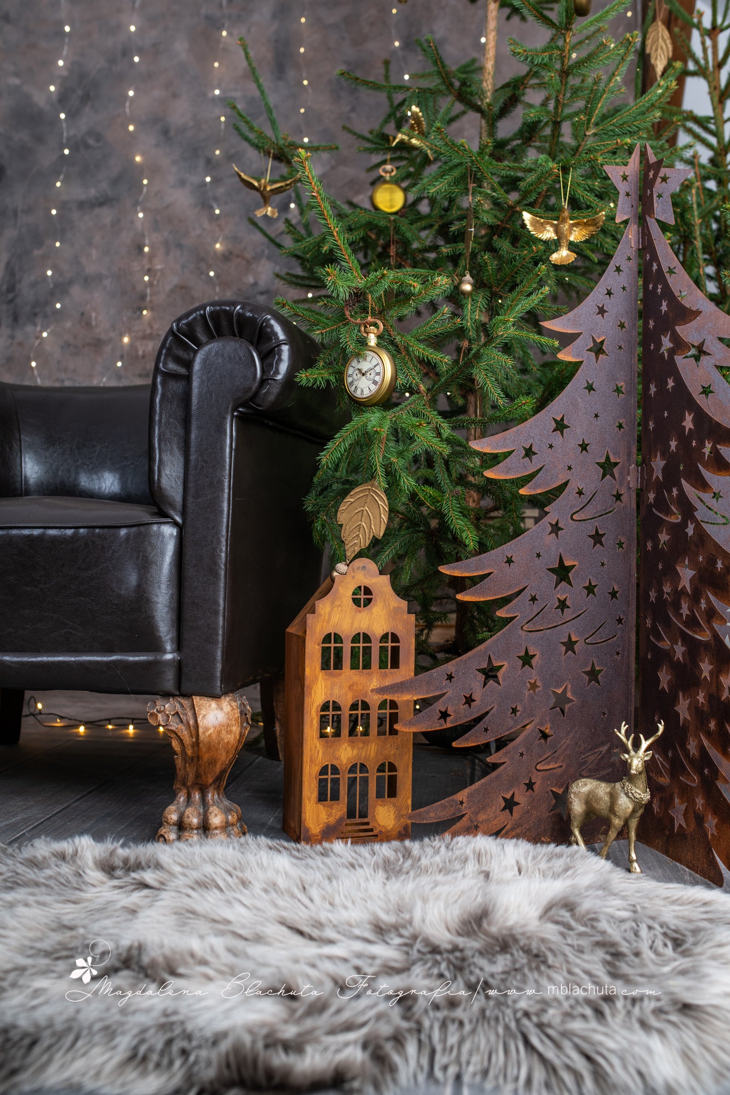 3D Natural Rust Steel Christmas Tree – Foldable Metal Holiday Decor