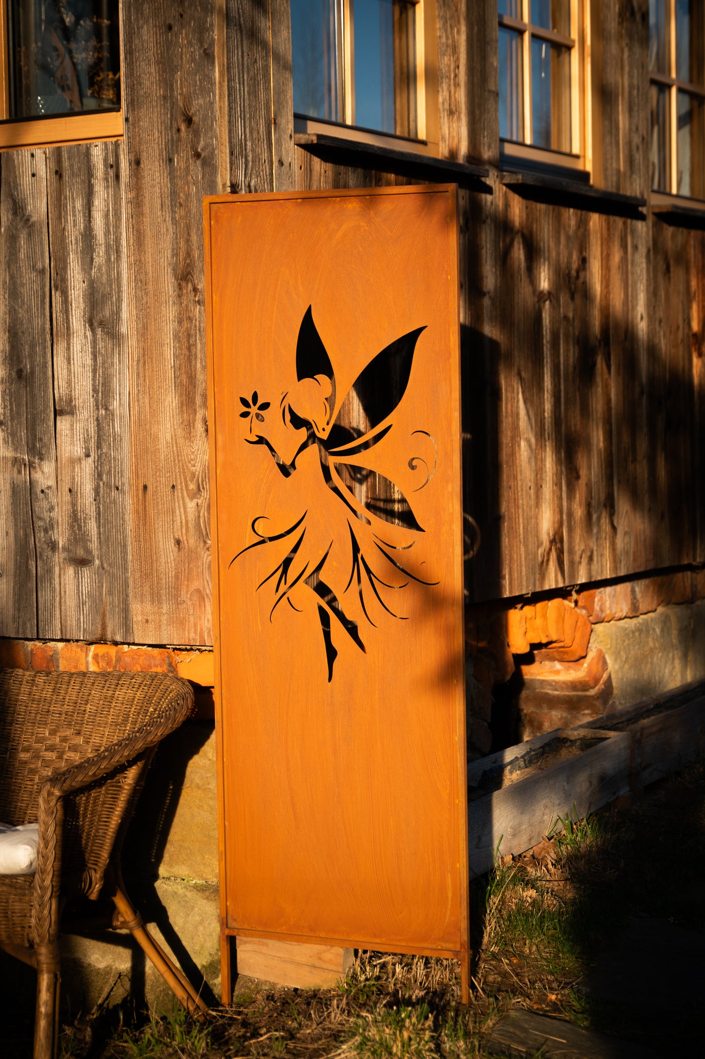 Rusty Steel Fairy Garden Screen – Decorative Metal Privacy Panel for Outdoor & Patio Corten Effect