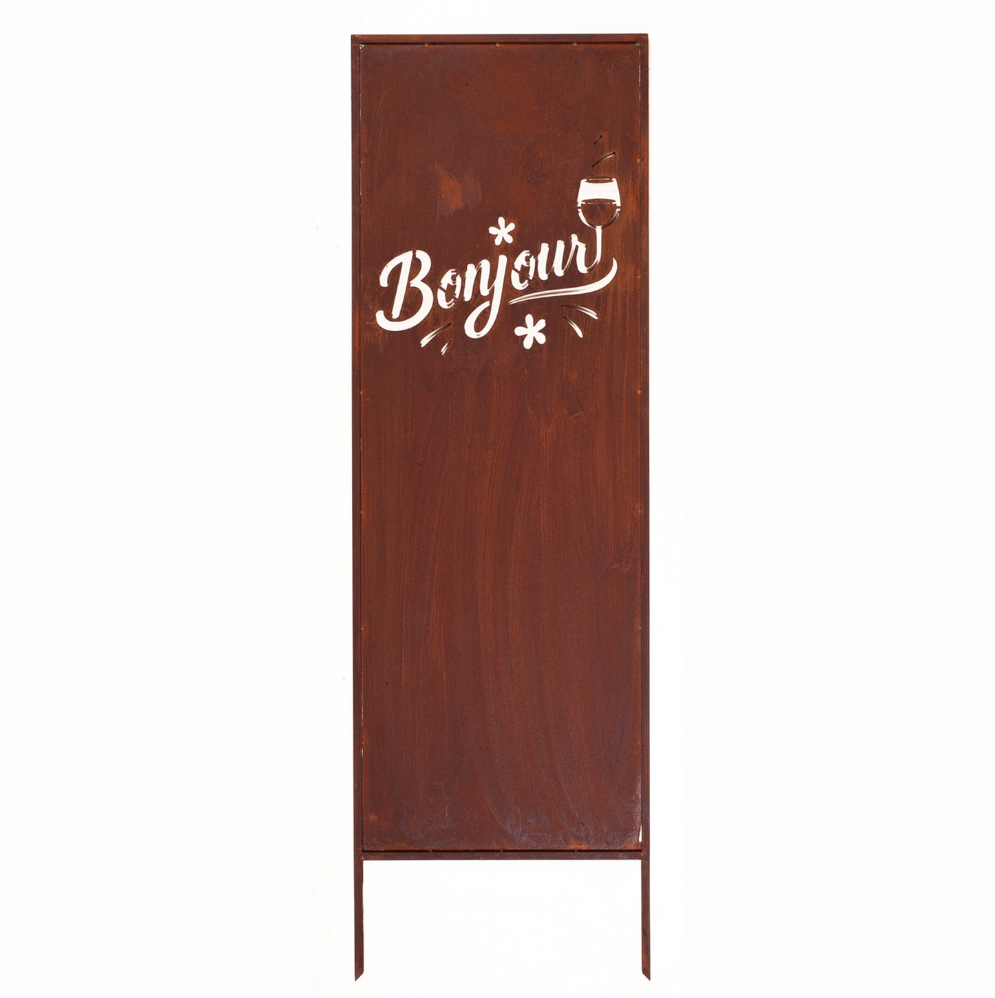 Rustic Metal Garden Screen – Corten Effect Steel Privacy Panel "Bonjour"