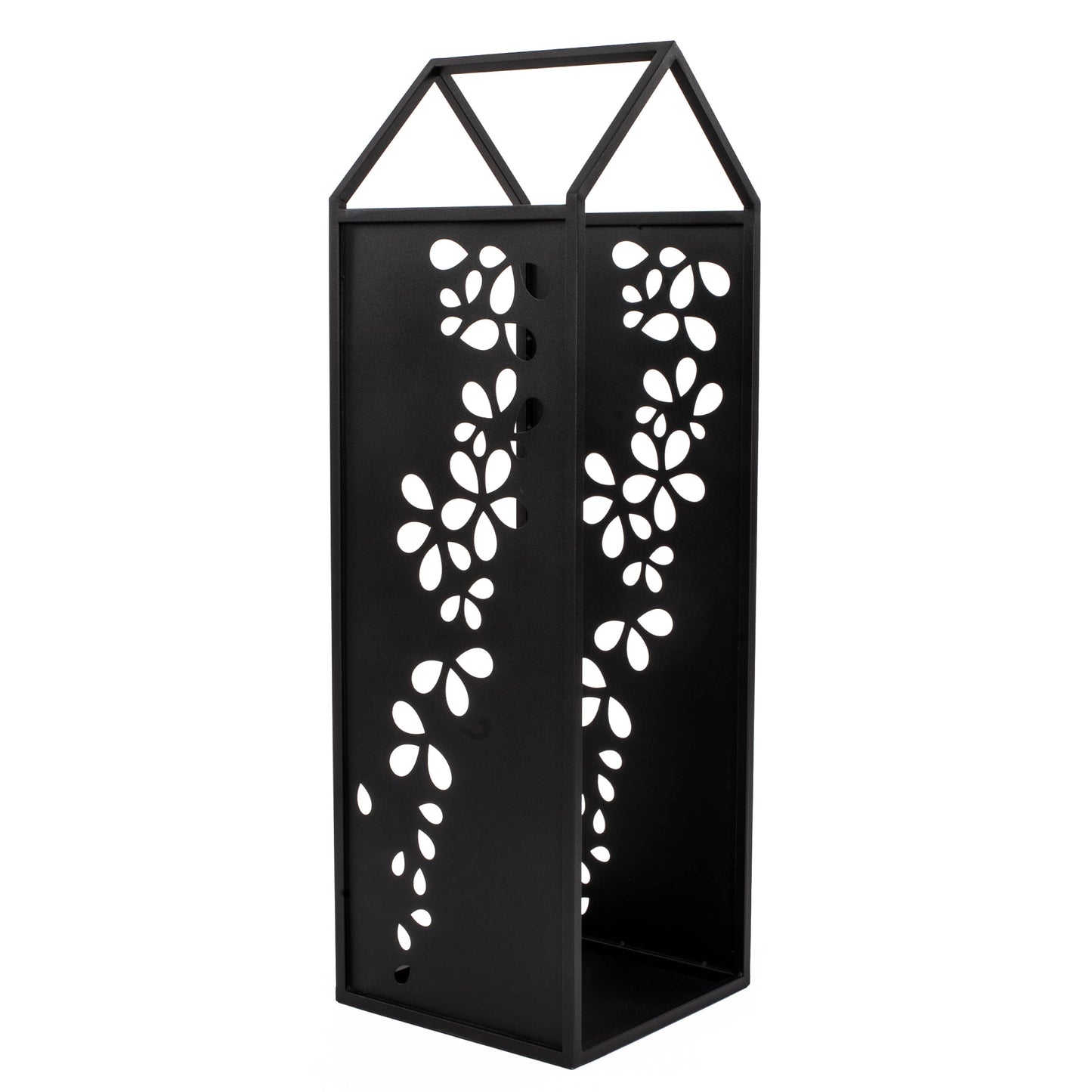 Black Metal Firewood Rack with Handle, Freestanding Log Holder GARLAND