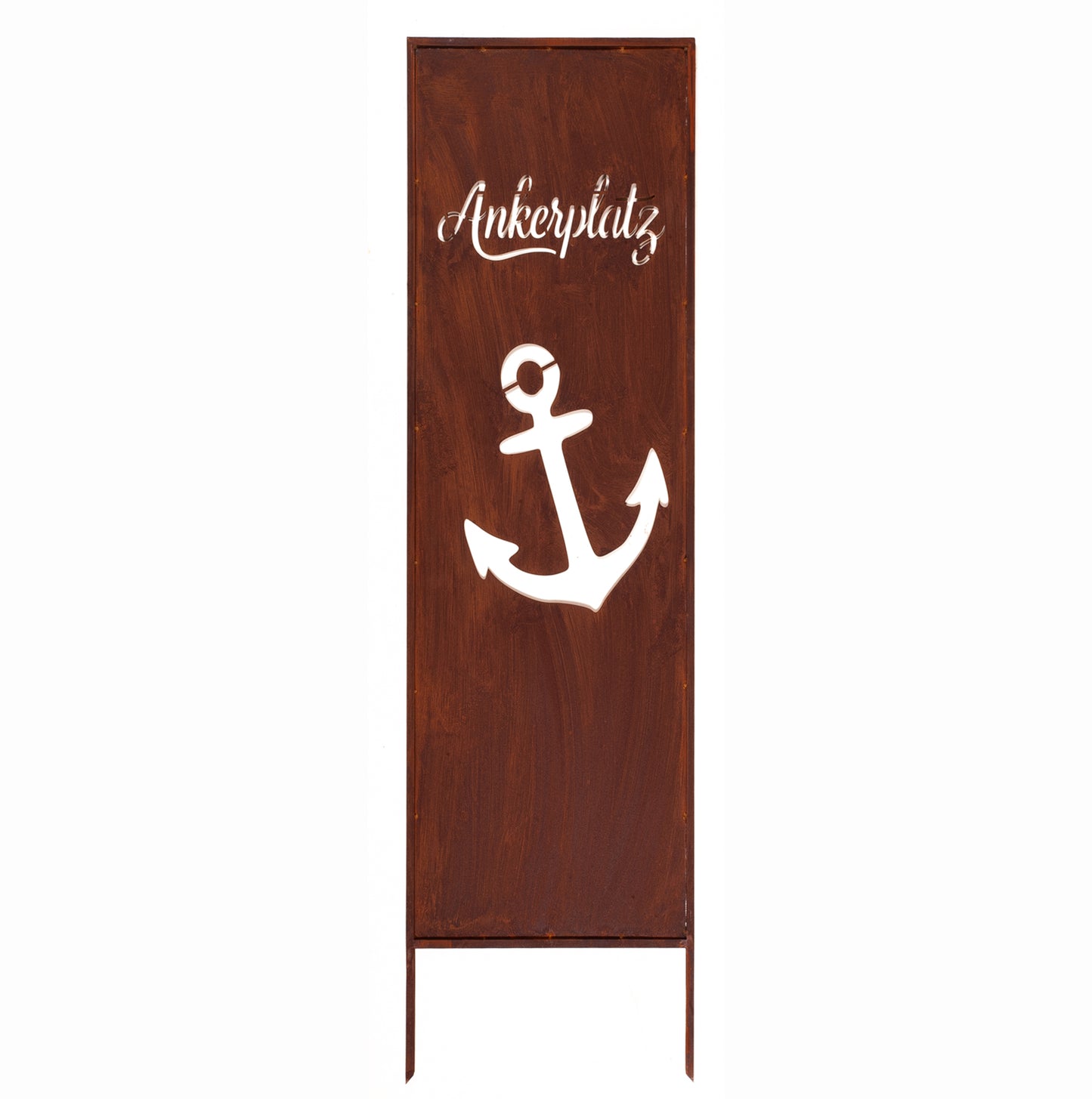 Rustic Metal Garden Screen – Corten Effect Steel Privacy Panel with Anchor