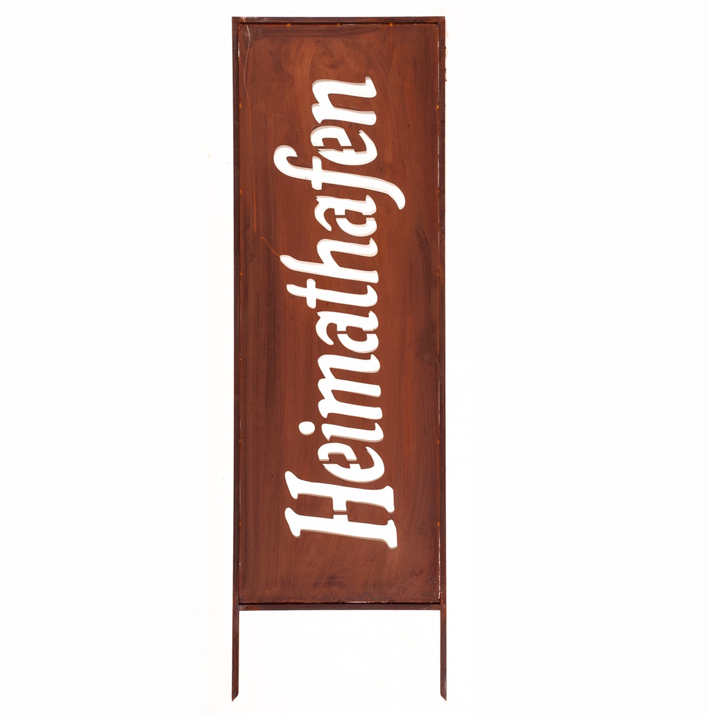 Rustic Metal Garden Screen – Corten Effect Steel Privacy Panel "Heimathafen"