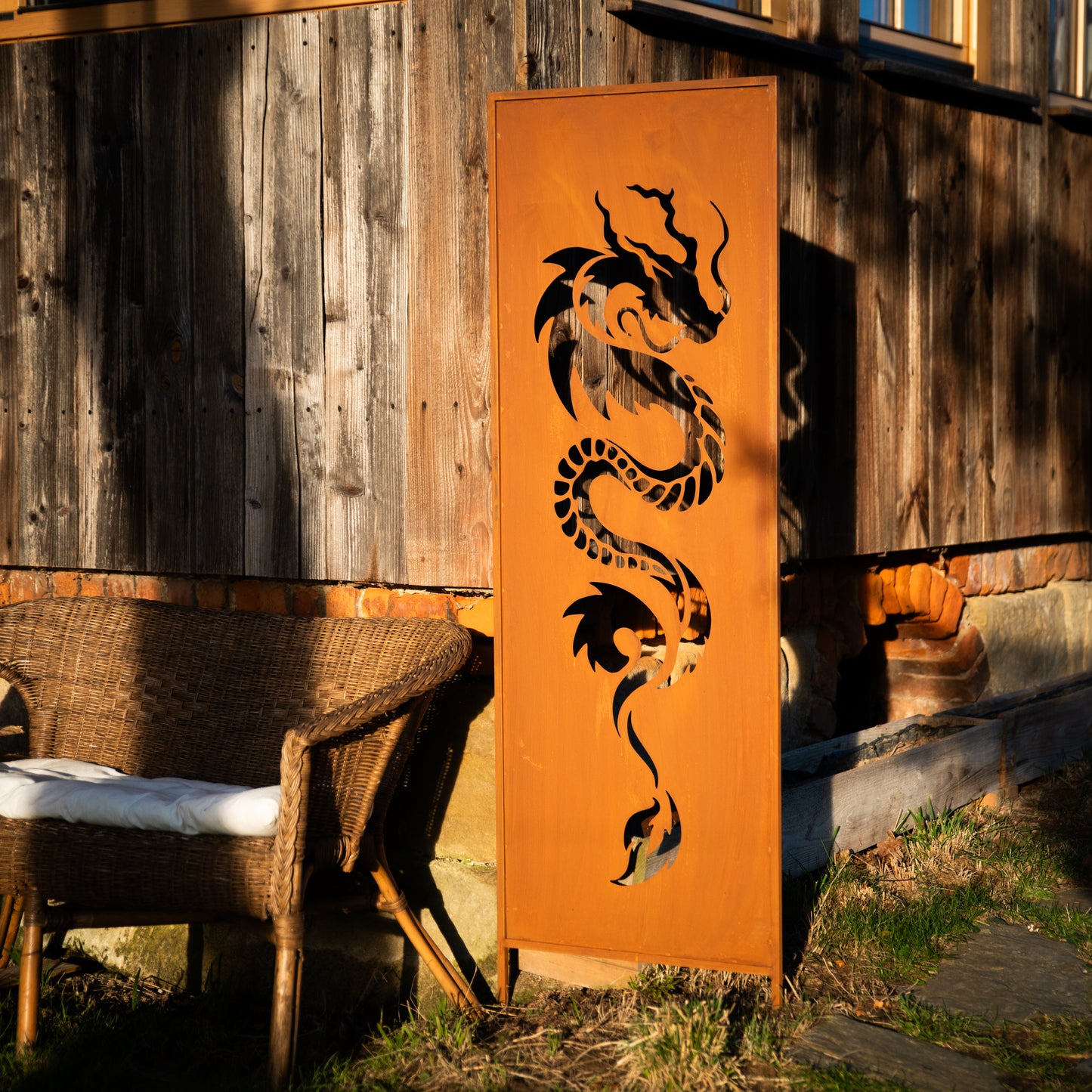 Paravent décoratif de jardin en acier rouillé – Panneau d'intimité en métal à effet Corten pour extérieur et terrasse