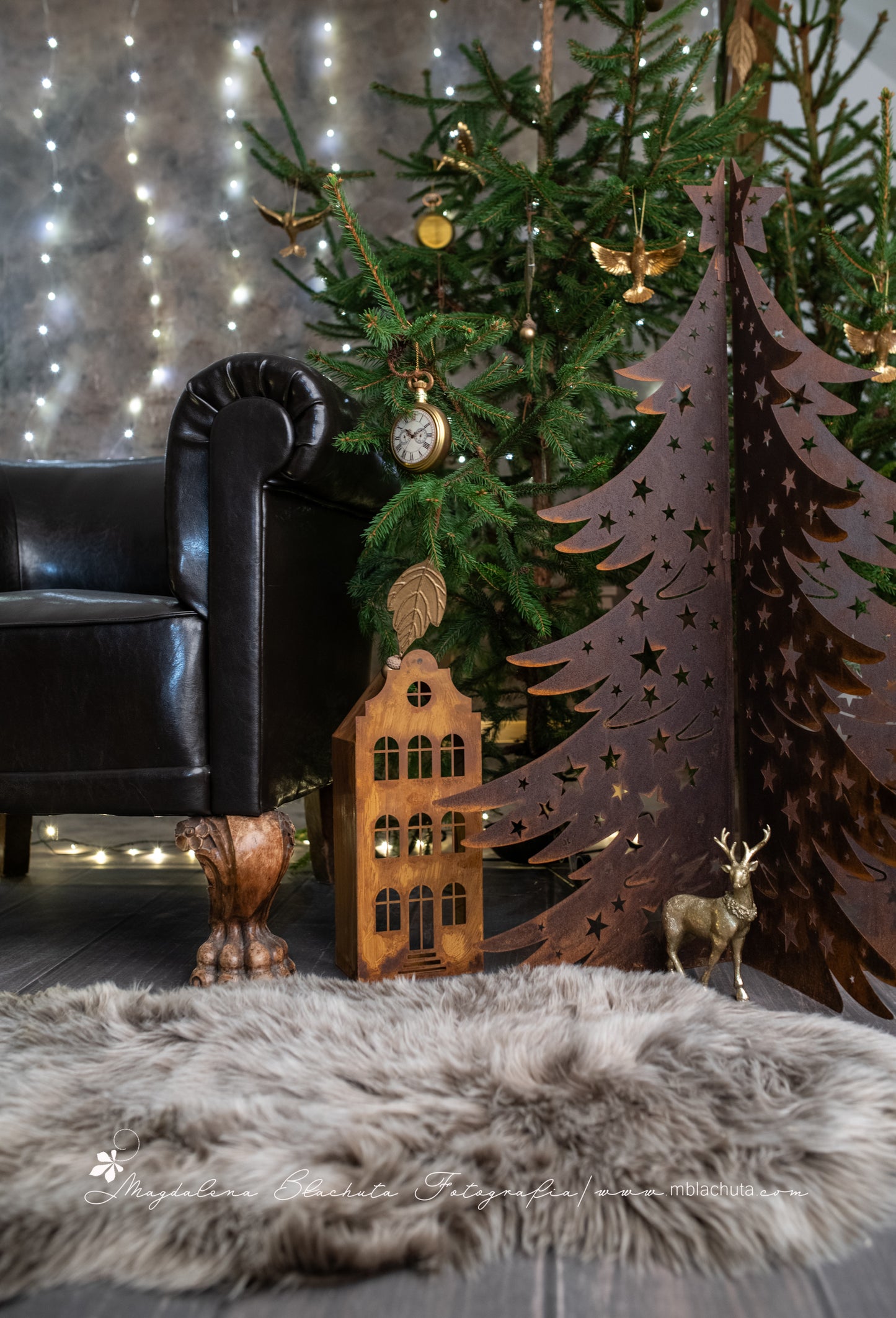 3D Natural Rust Steel Christmas Tree – Foldable Metal Holiday Decor