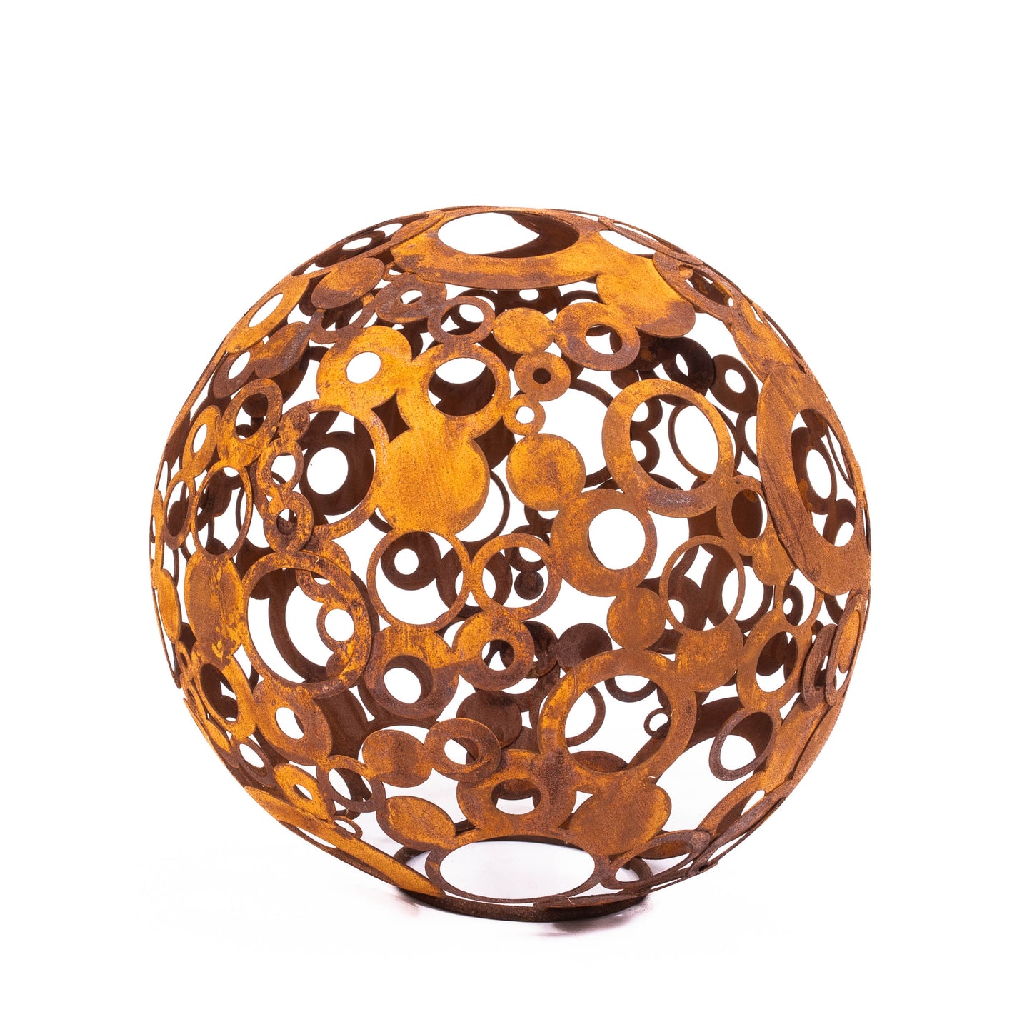 Metall-Deko-Kugel, durchbrochene Ringe, rustikales Garten-Loft-Ornament