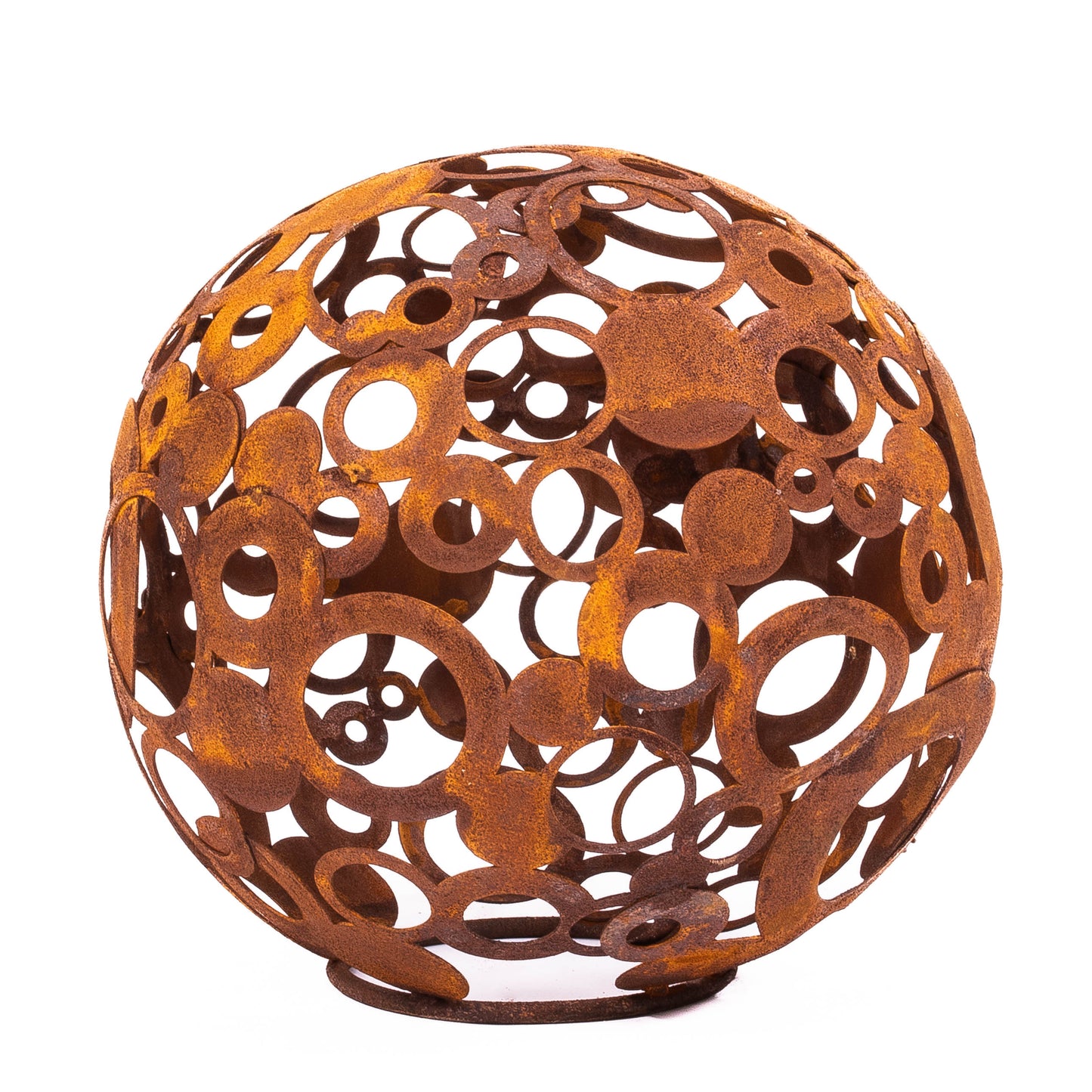 Metall-Deko-Kugel, durchbrochene Ringe, rustikales Garten-Loft-Ornament