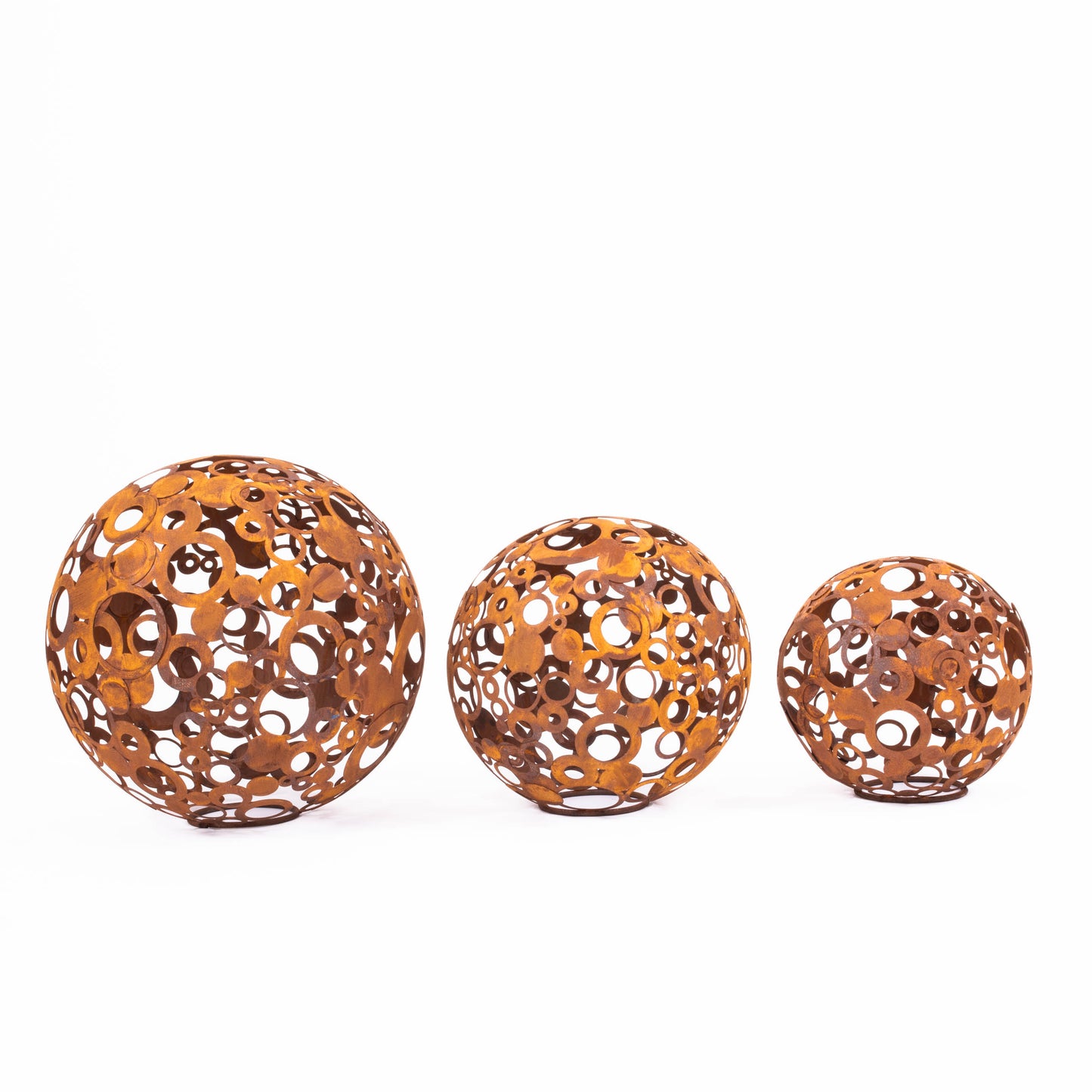 Metall-Deko-Kugel, durchbrochene Ringe, rustikales Garten-Loft-Ornament