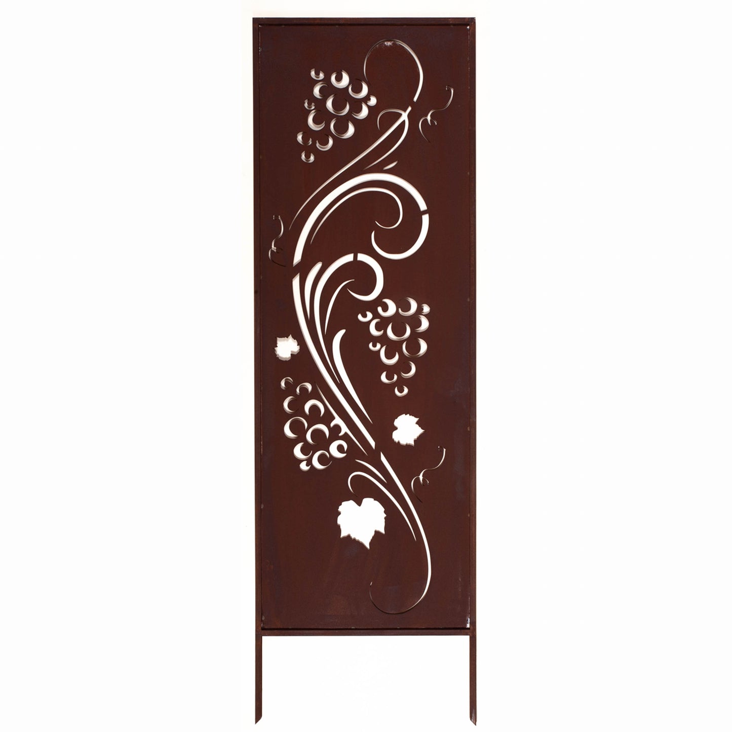 Rustic Metal Garden Screen – Corten Effect Steel Privacy Panel with Vine Cutouts