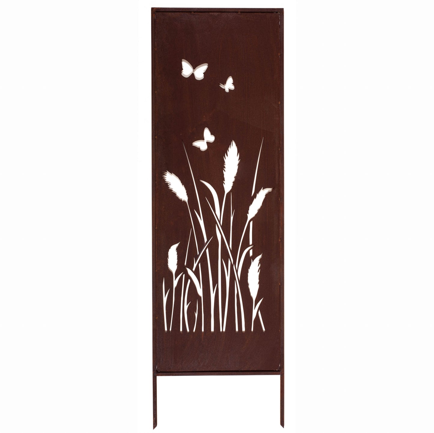 Rustic Metal Garden Screen – Corten Effect Steel Privacy Panel with Wildflower Meadow