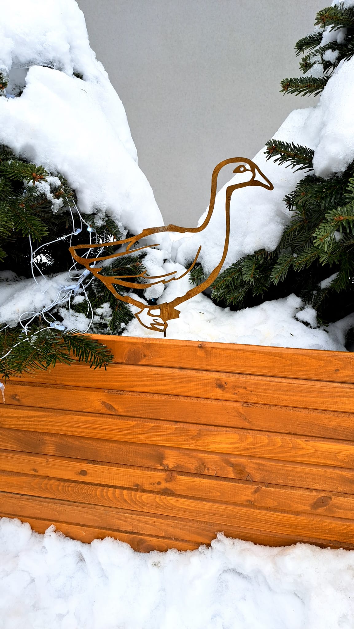 Rustic Steel Duck Sculpture, Corten Effect, Garden Art