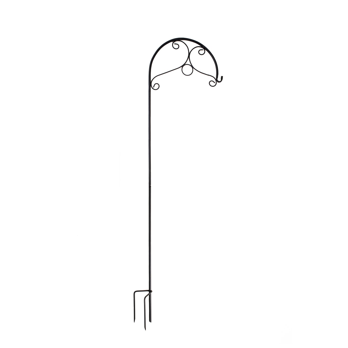 Decorative Black Metal Hanging Plant Bracket – Wall or Ground Mount, Powder-Coated or Rust Finish