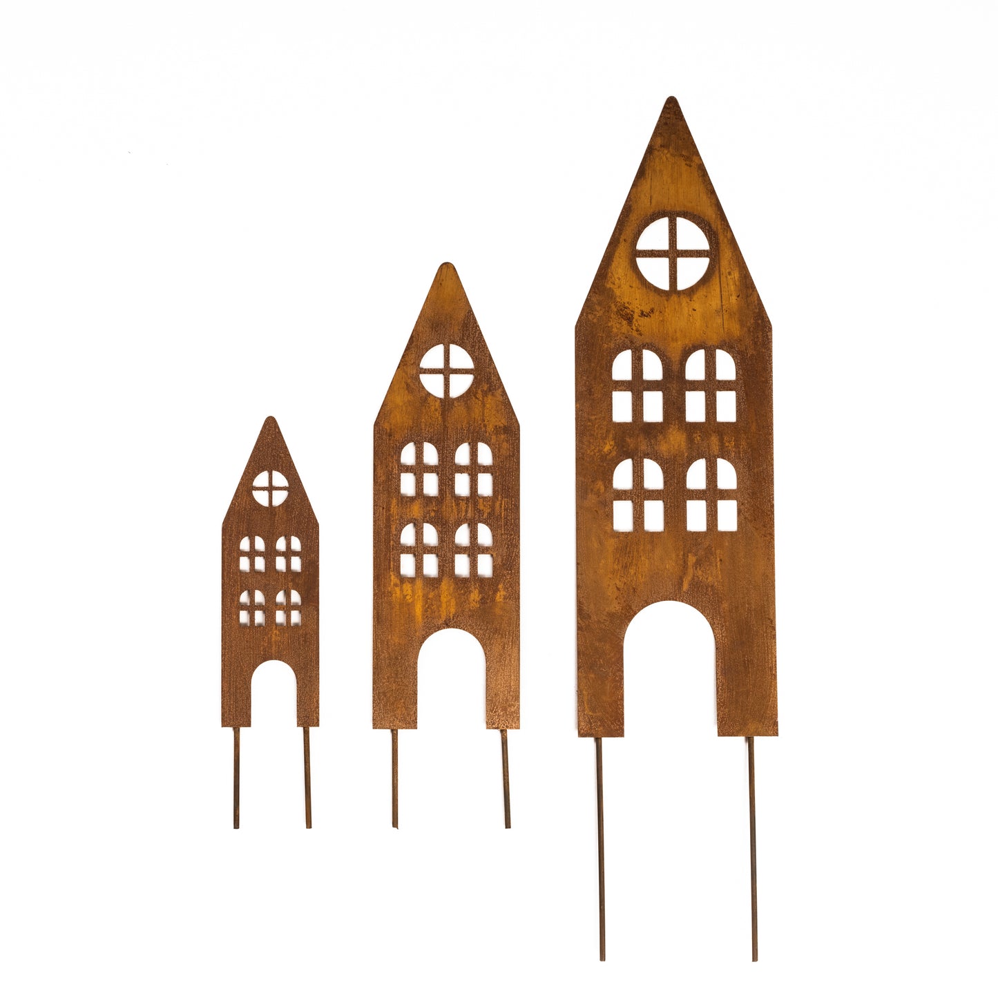 Rustic Metal House Garden Decor – Rusty Steel Outdoor Art