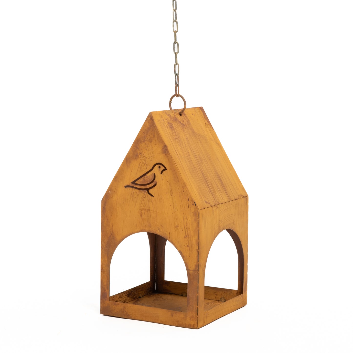 Handmade Rustic Steel Bird Feeder - Natural Rust Finish, Garden Decor