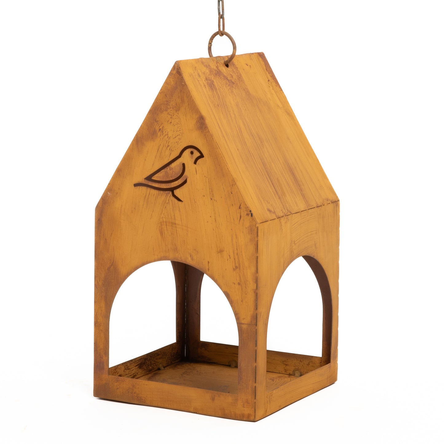Handmade Rustic Steel Bird Feeder - Natural Rust Finish, Garden Decor