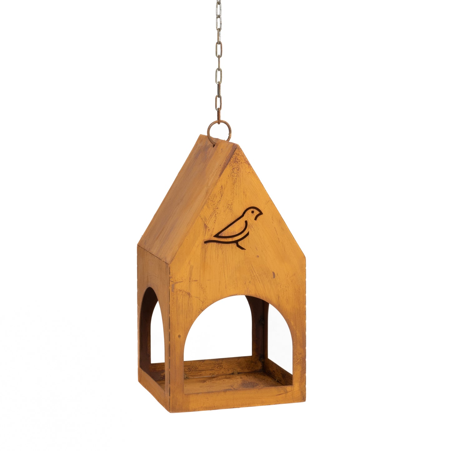 Handmade Rustic Steel Bird Feeder - Natural Rust Finish, Garden Decor