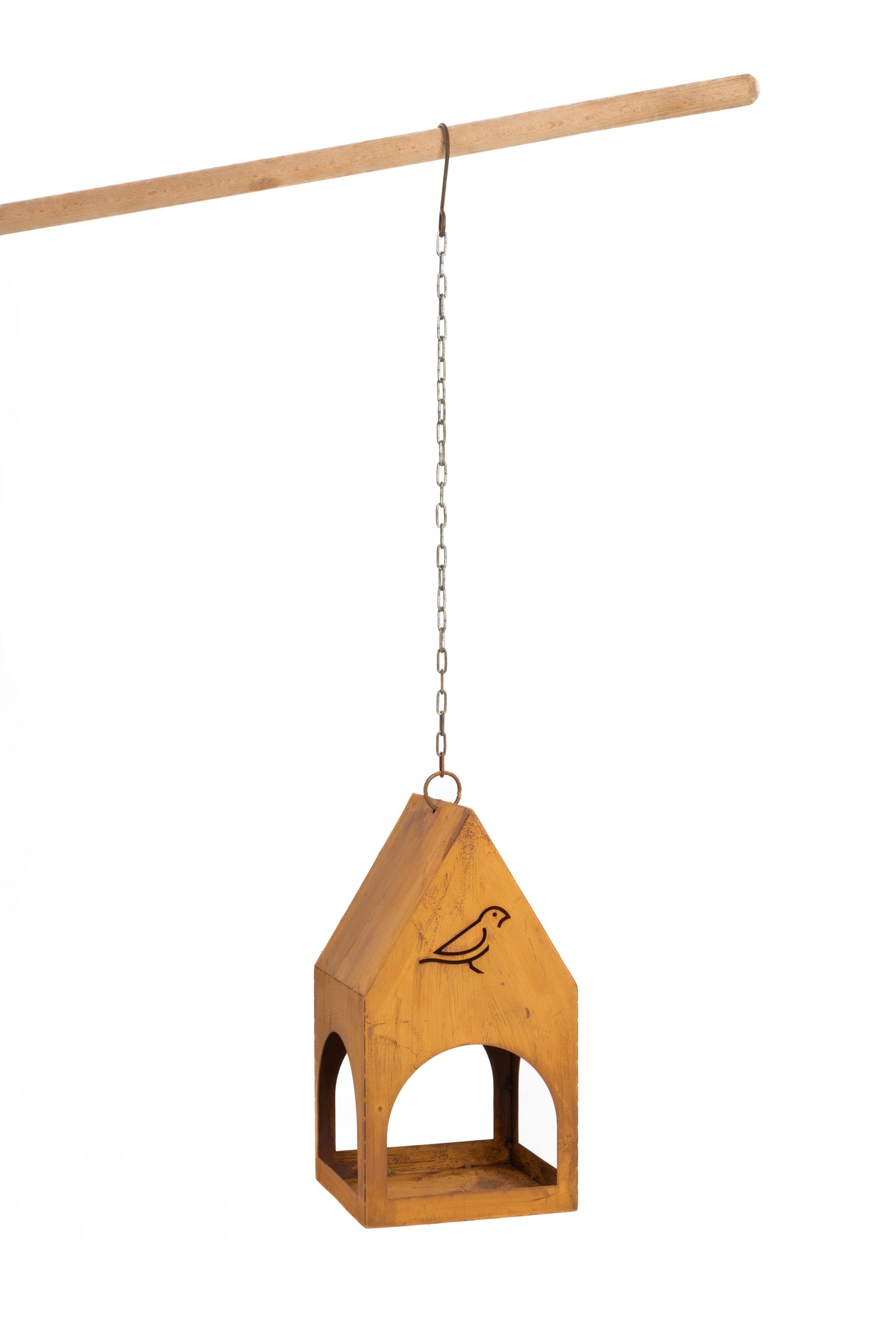 Handmade Rustic Steel Bird Feeder - Natural Rust Finish, Garden Decor