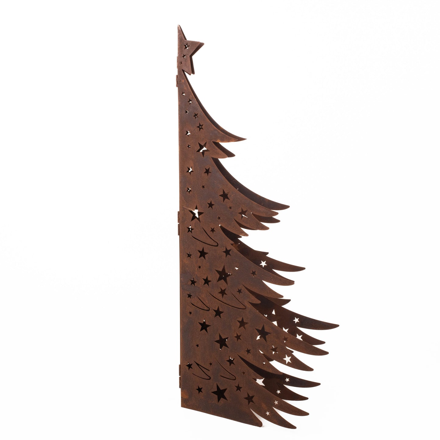 3D Natural Rust Steel Christmas Tree – Foldable Metal Holiday Decor