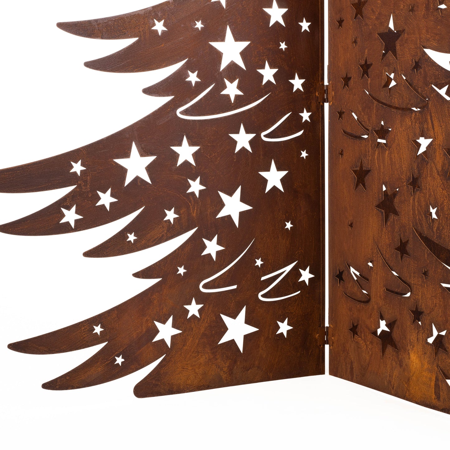 3D Natural Rust Steel Christmas Tree – Foldable Metal Holiday Decor
