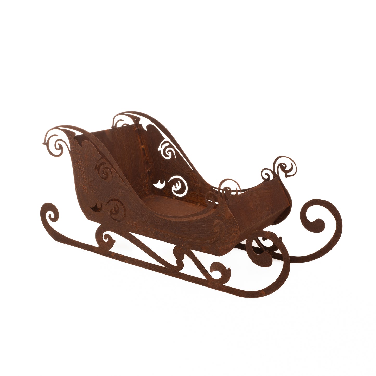 Elegant Decorative Christmas Sleigh – Festive Centerpiece for Holiday Decor, White, Natural Rust,
