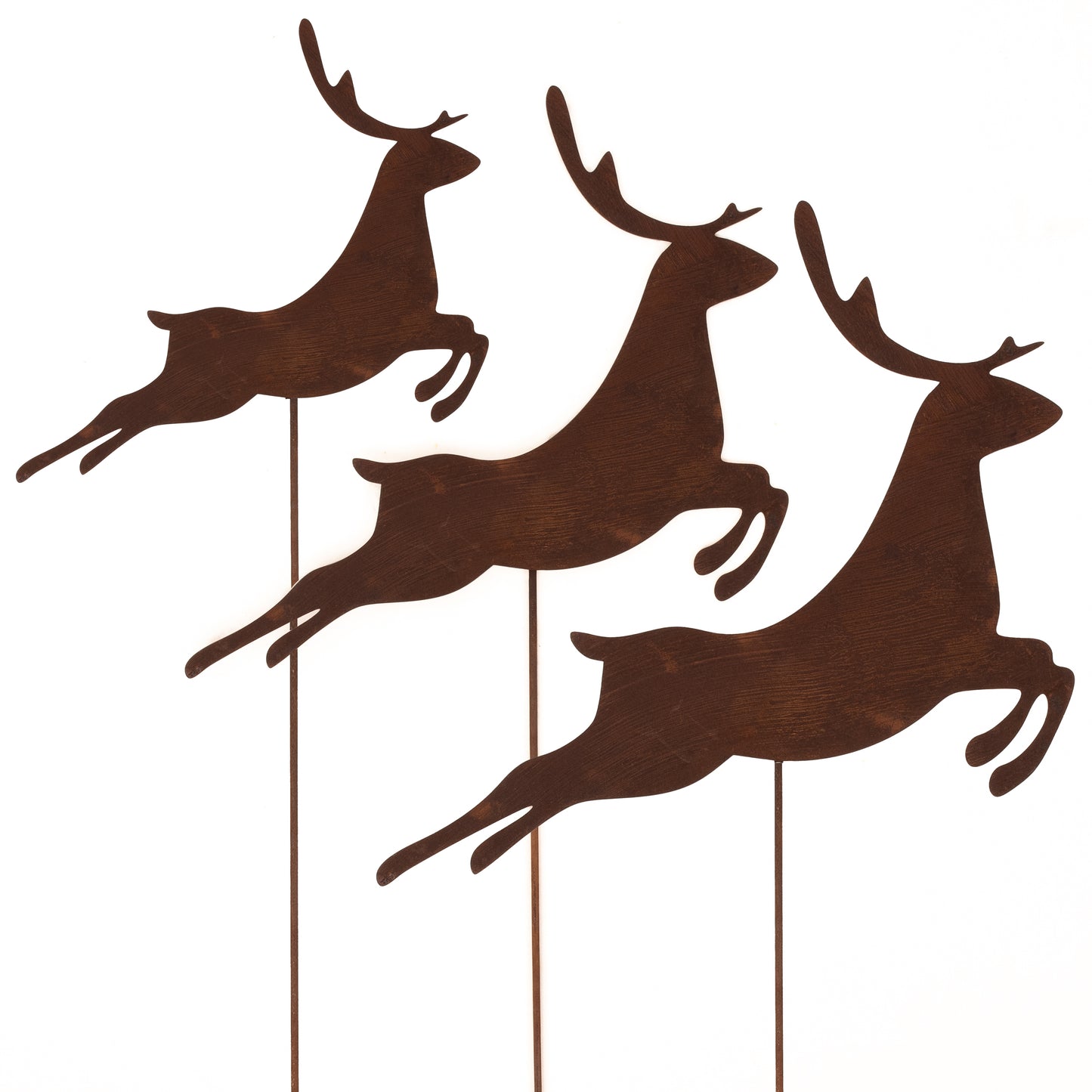 Christmas Decorations Corten Steel Effect - Santa Claus, Reindeers
