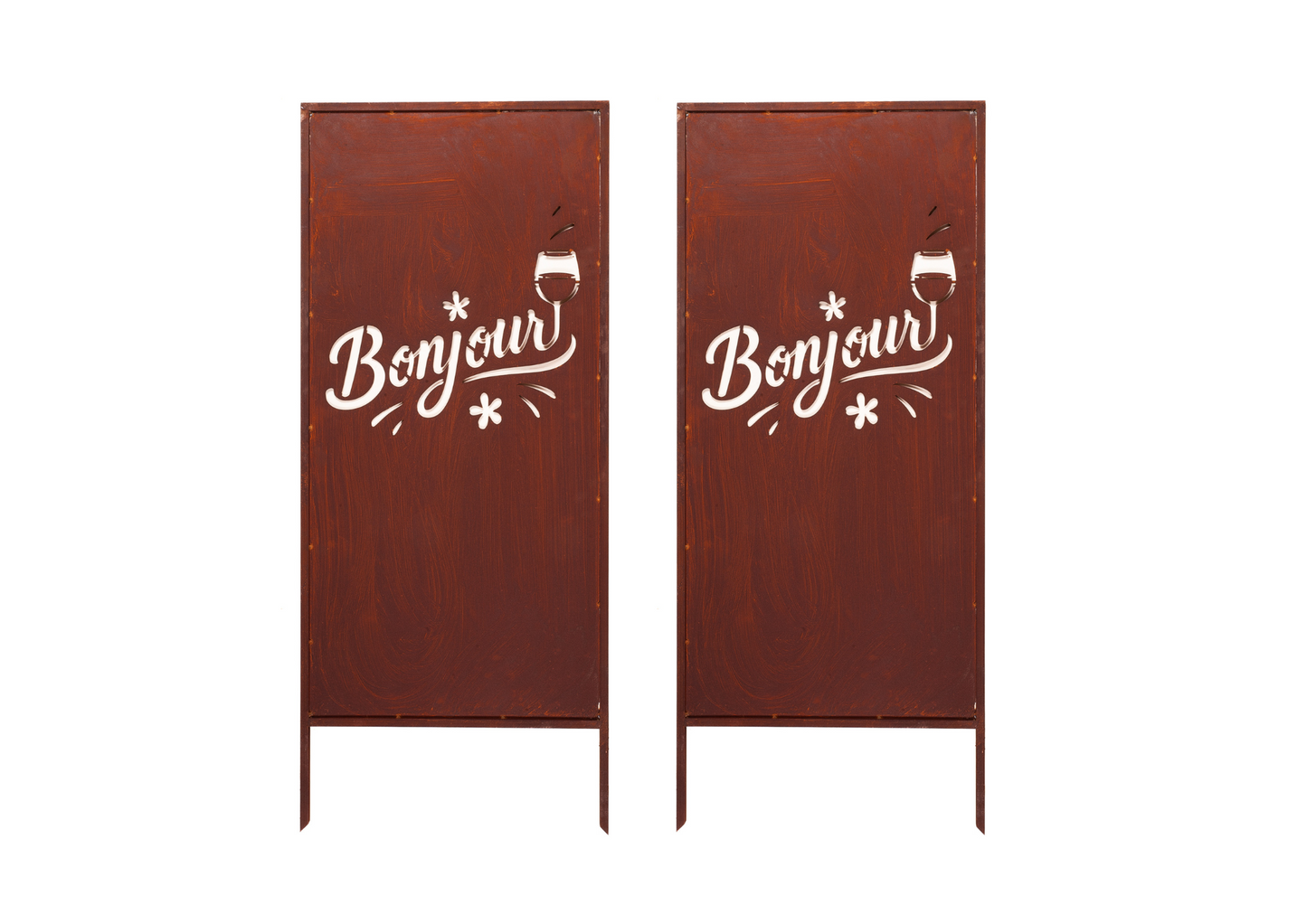 Rustic Metal Garden Screen – Corten Effect Steel Privacy Panel "Bonjour"