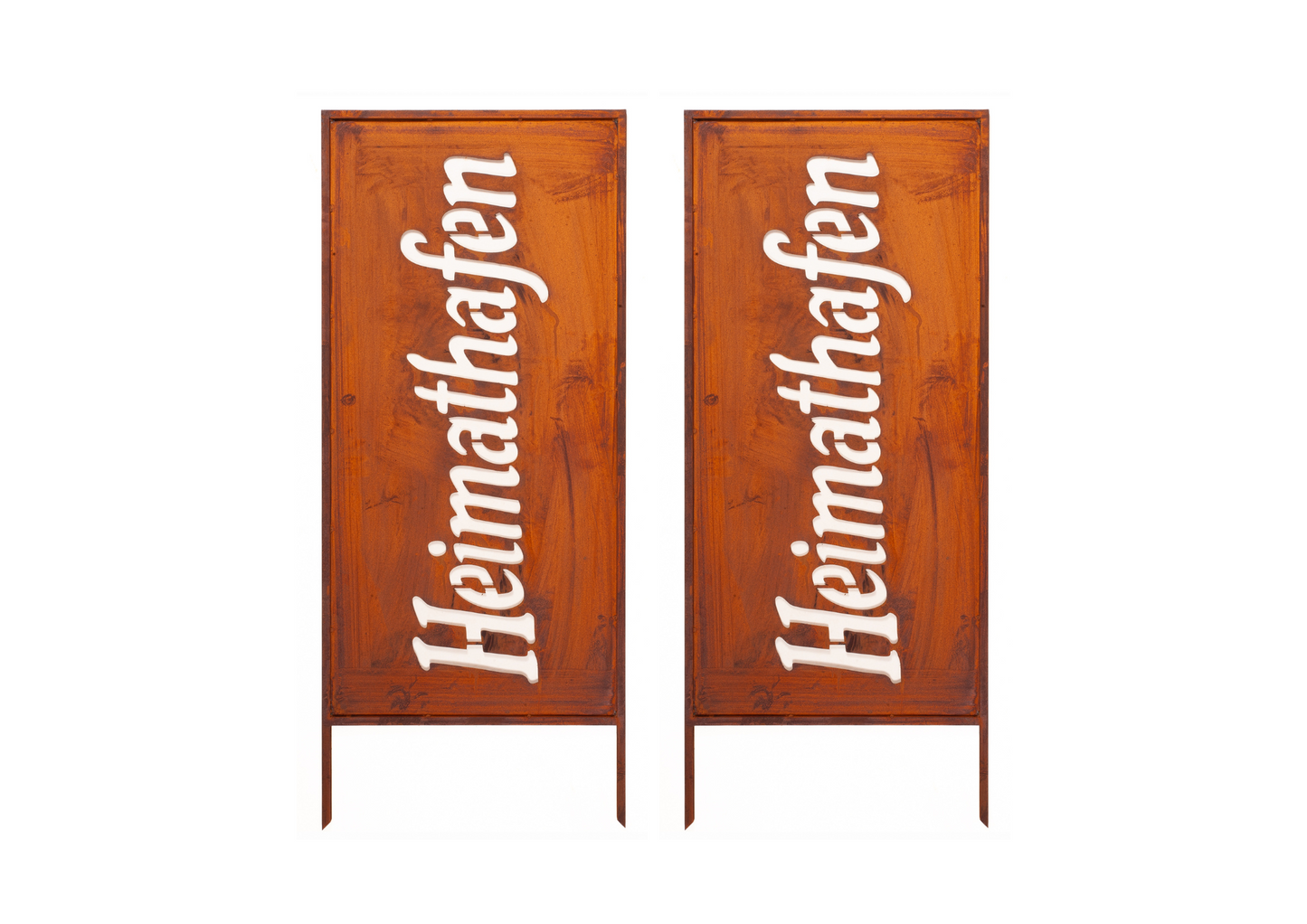 Rustic Metal Garden Screen – Corten Effect Steel Privacy Panel "Heimathafen"