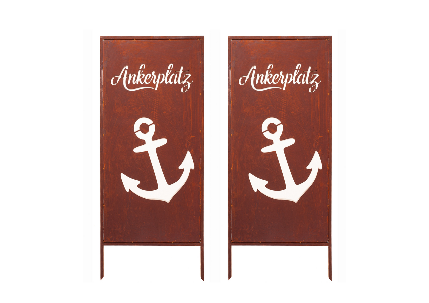 Rustic Metal Garden Screen – Corten Effect Steel Privacy Panel with Anchor