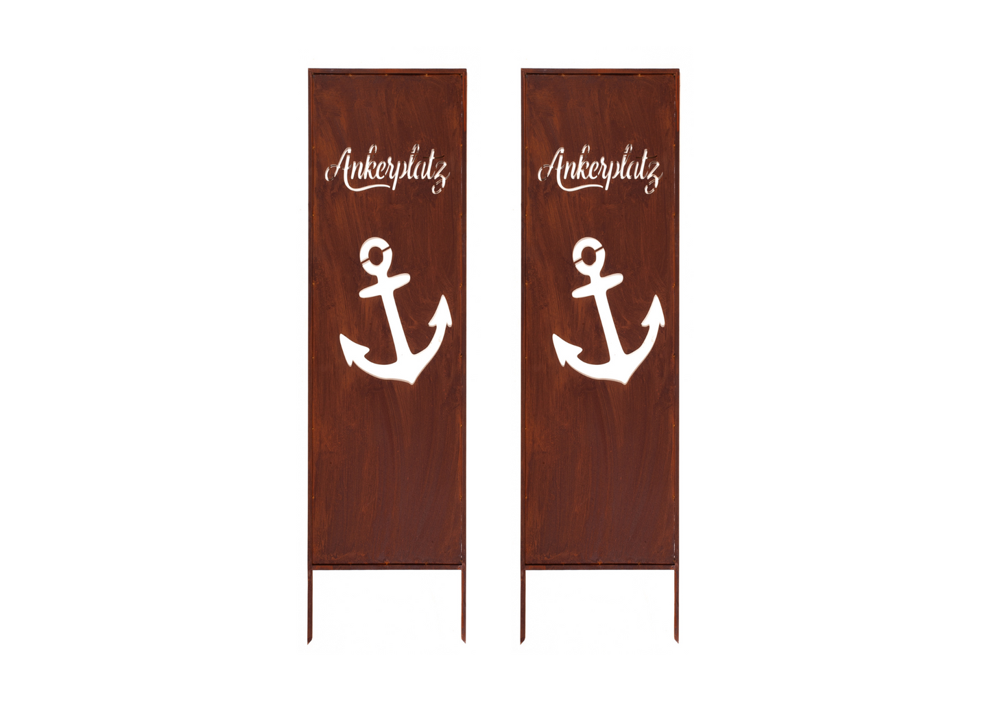 Rustic Metal Garden Screen – Corten Effect Steel Privacy Panel with Anchor