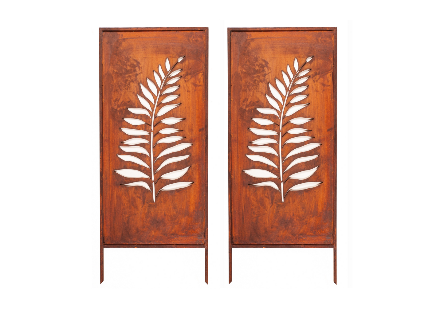 Rustic Metal Garden Screen – Corten Effect Steel Privacy Panel Fern
