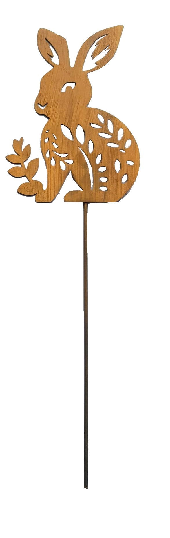 Handmade Metal Rabbit Garden Stake, Natural Rust Finish, Yard Art