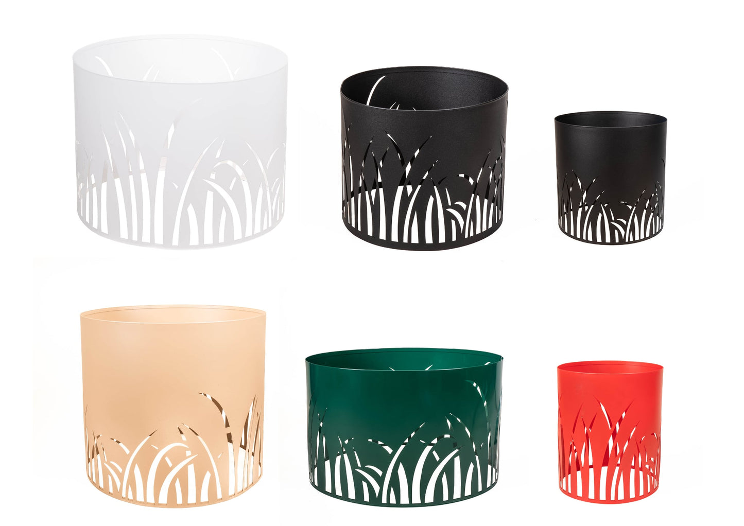 Steel Planter Cover with Grass Motif