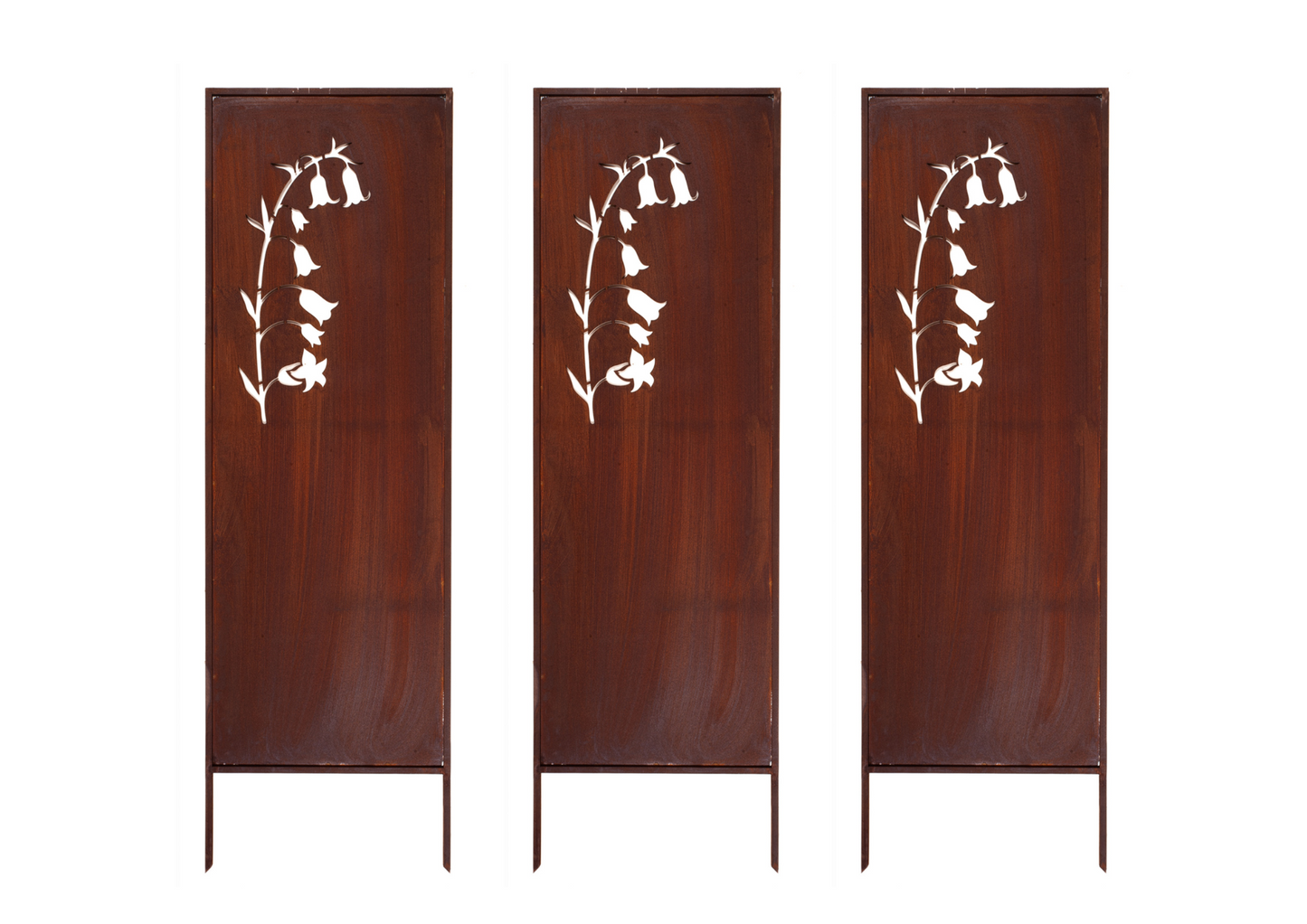 Rustic Metal Garden Screen – Corten Effect Steel Privacy Panel Lily of The Valley