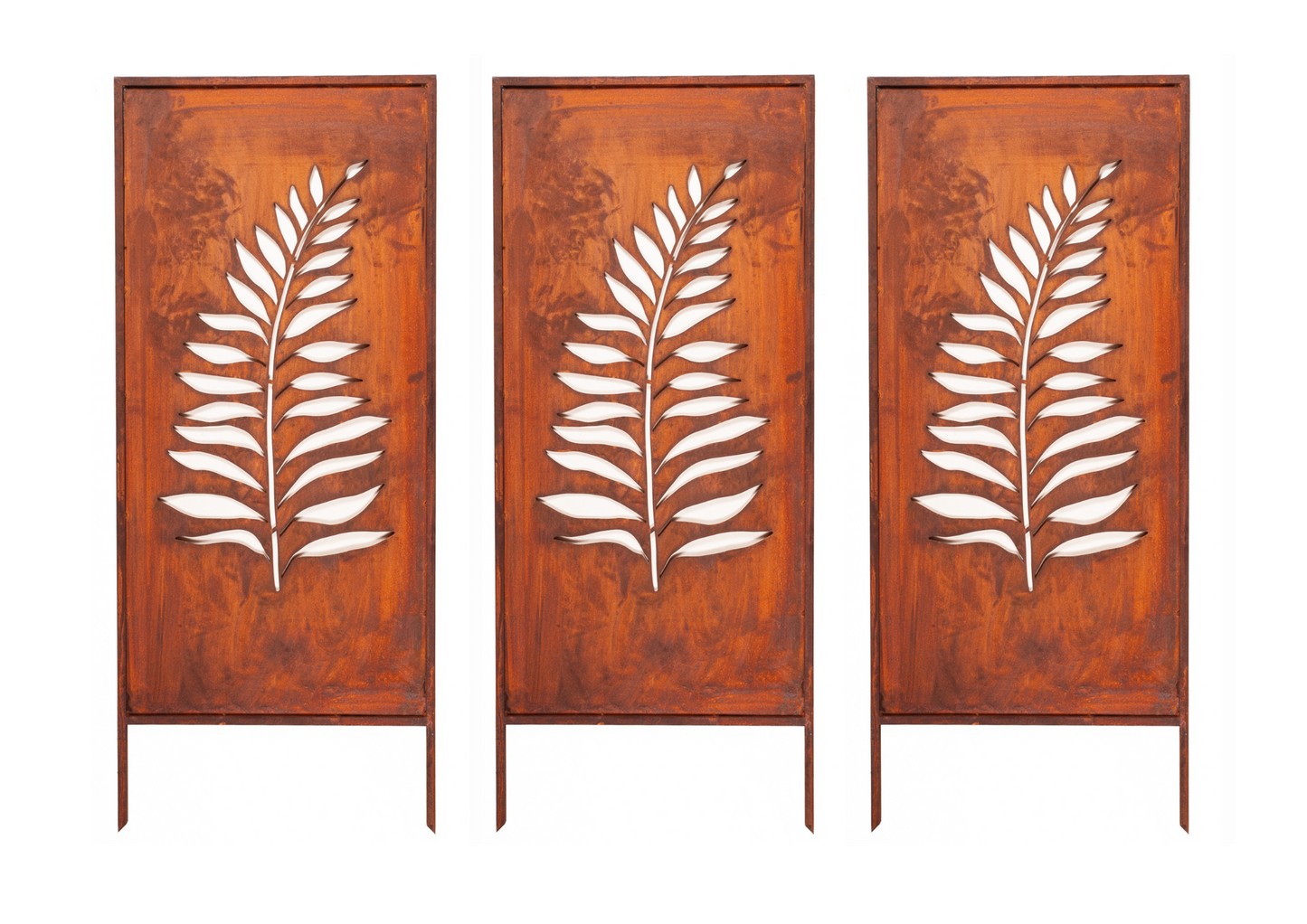 Rustic Metal Garden Screen – Corten Effect Steel Privacy Panel Fern