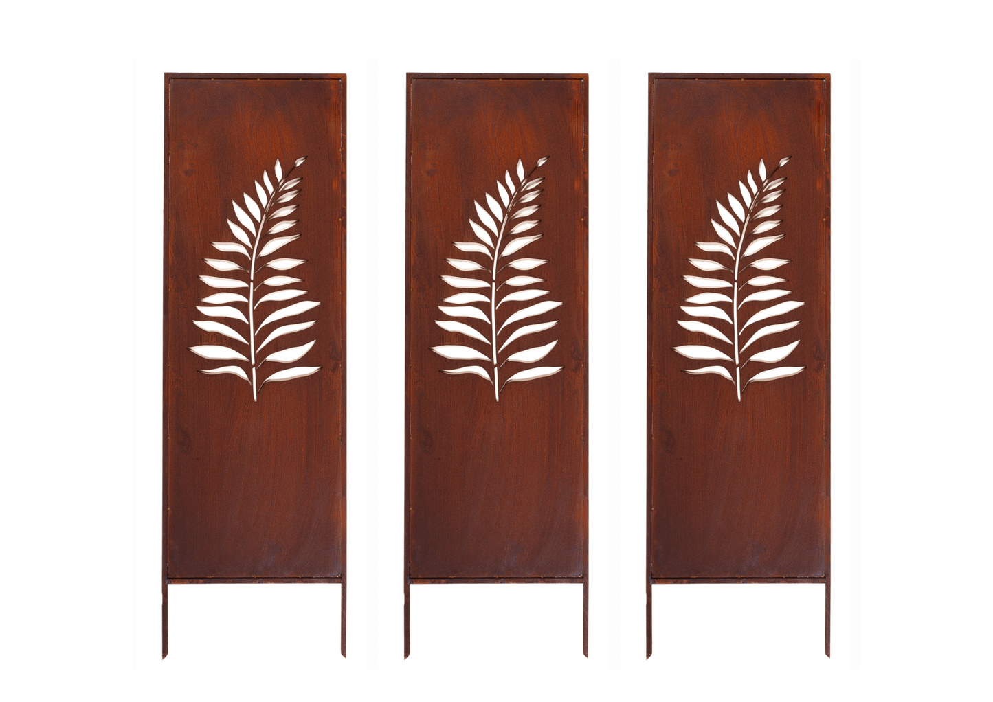 Rustic Metal Garden Screen – Corten Effect Steel Privacy Panel Fern