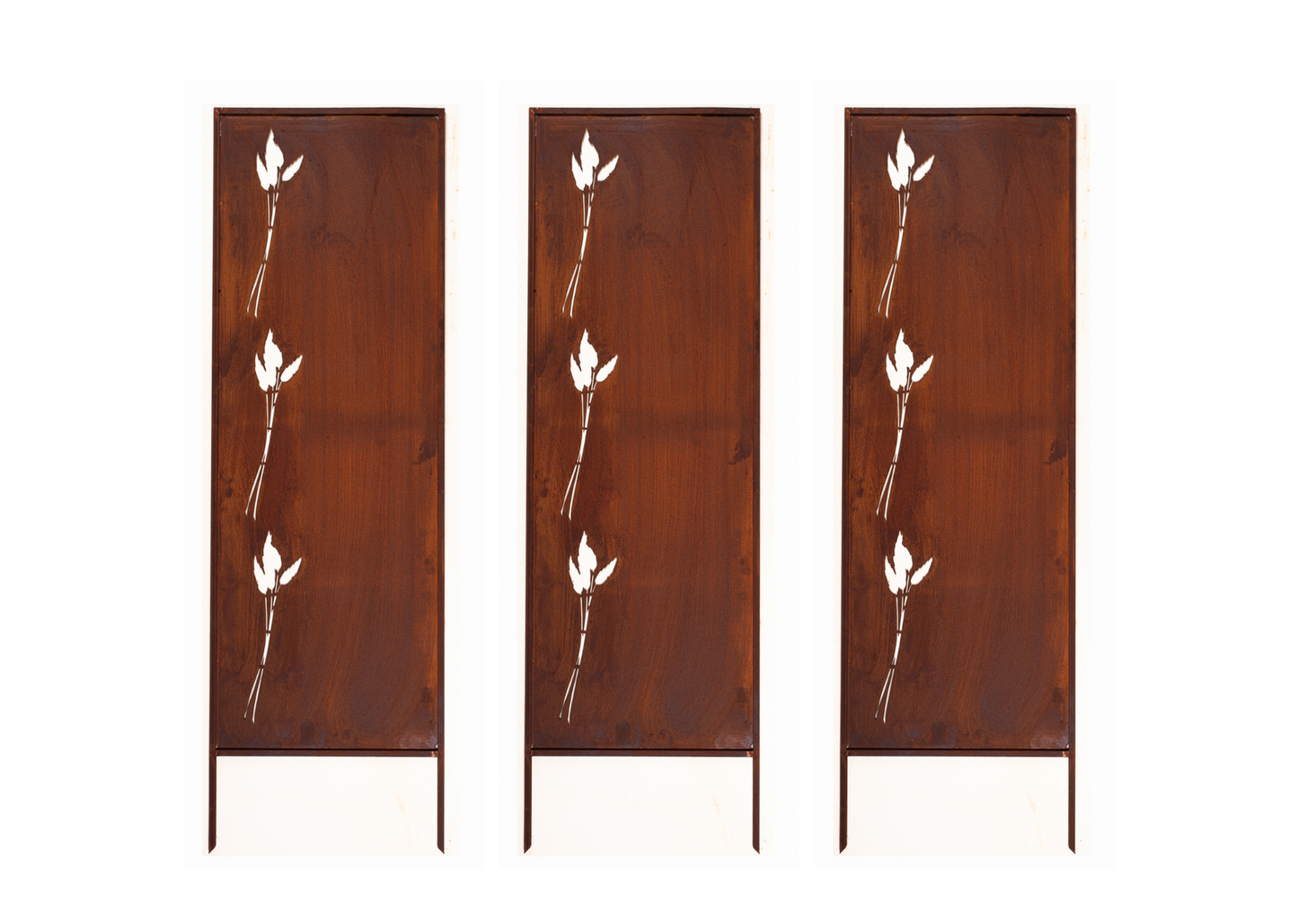 Rustic Metal Garden Screen – Corten Effect Steel Privacy Panel Blades of Grass